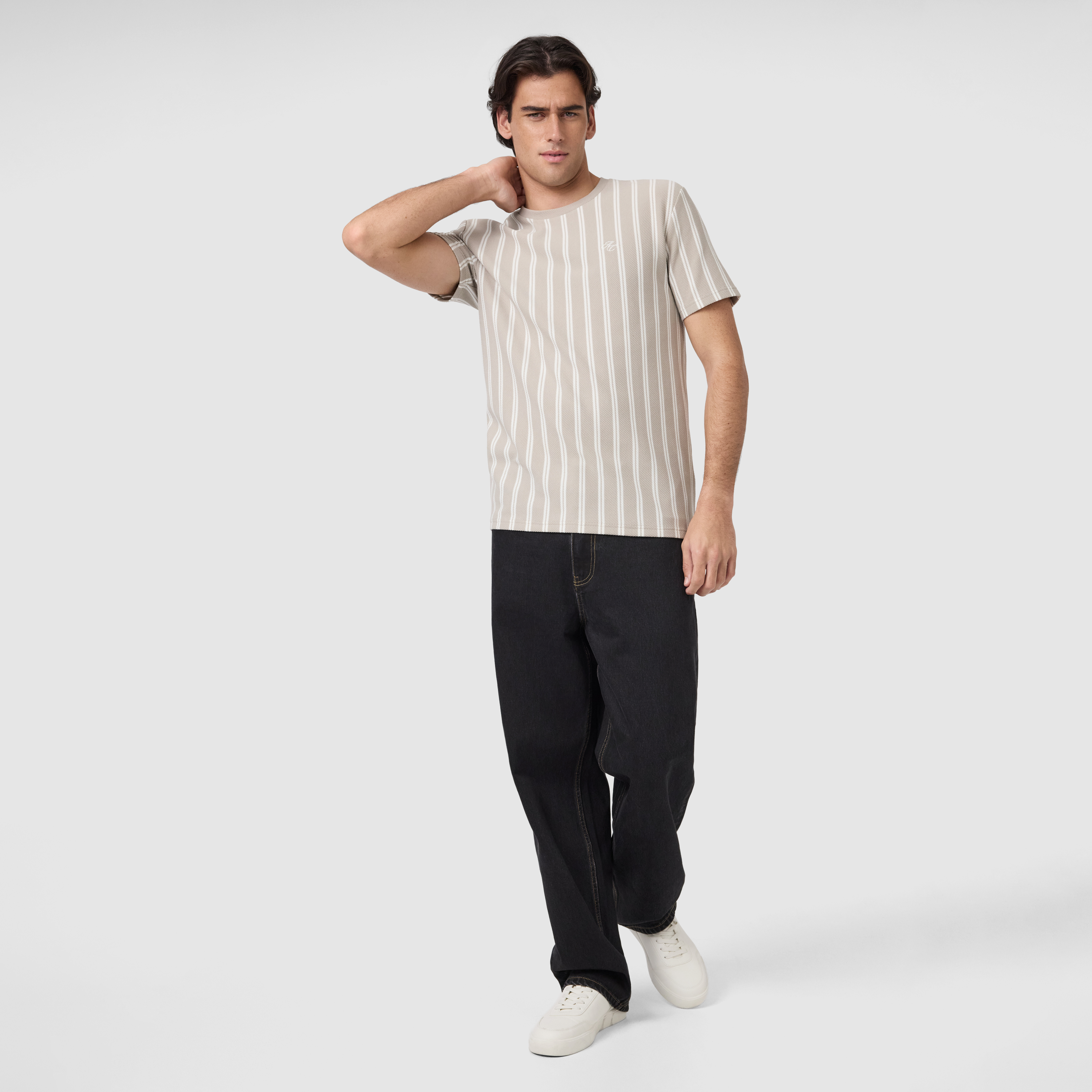 Stone Bram Stripe Crew Neck Tee