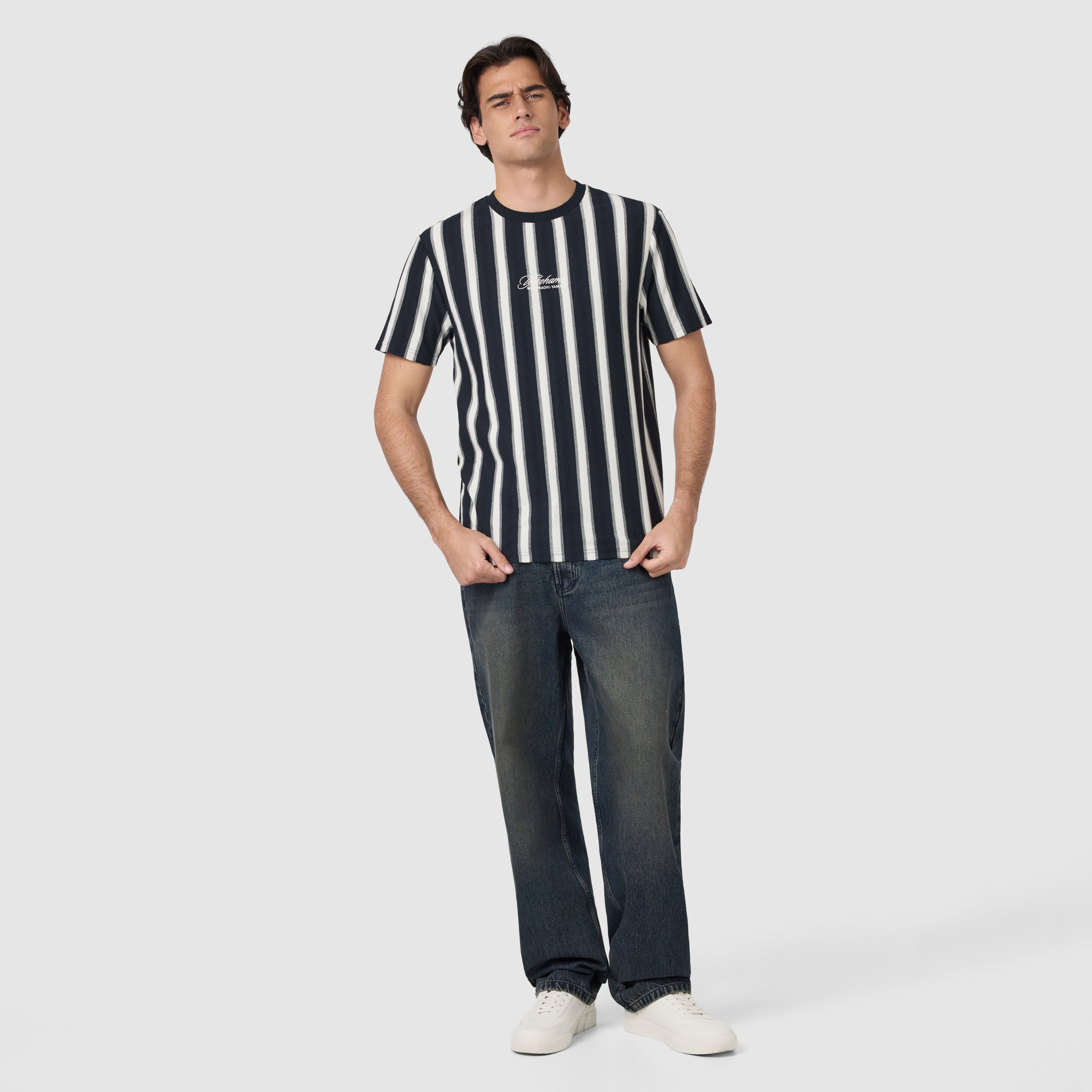 Ink Navy Rook Stripe Crew Neck Tee