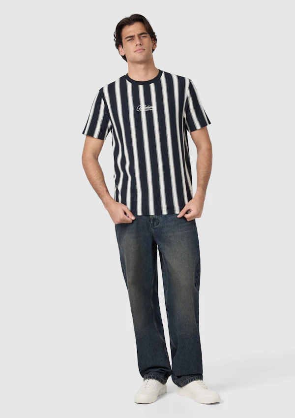 Ink Navy Rook Stripe Crew Neck Tee