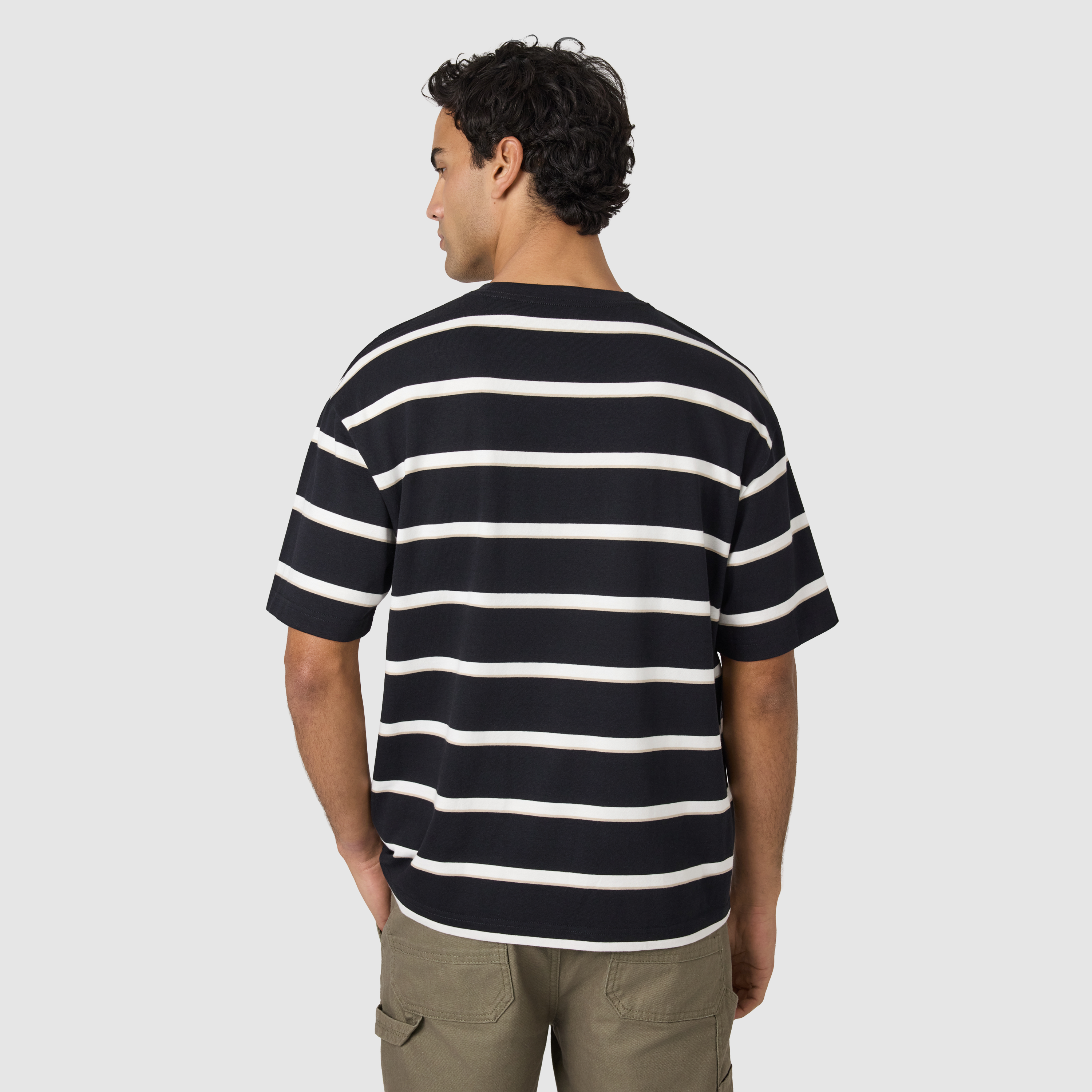 Black Jory Boxy Stripe Crew Neck Tee