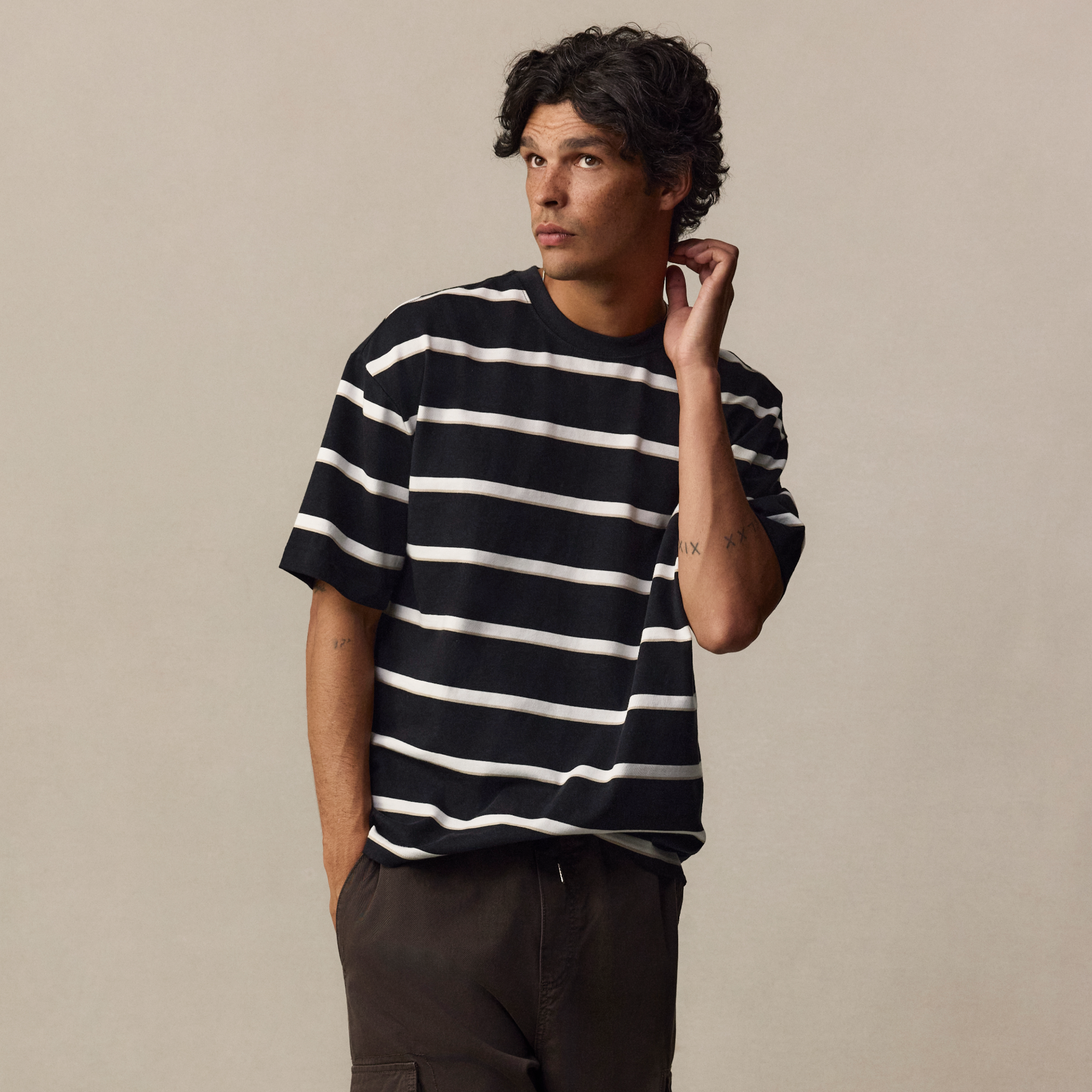 Jory Boxy Stripe Crew Neck Tee
