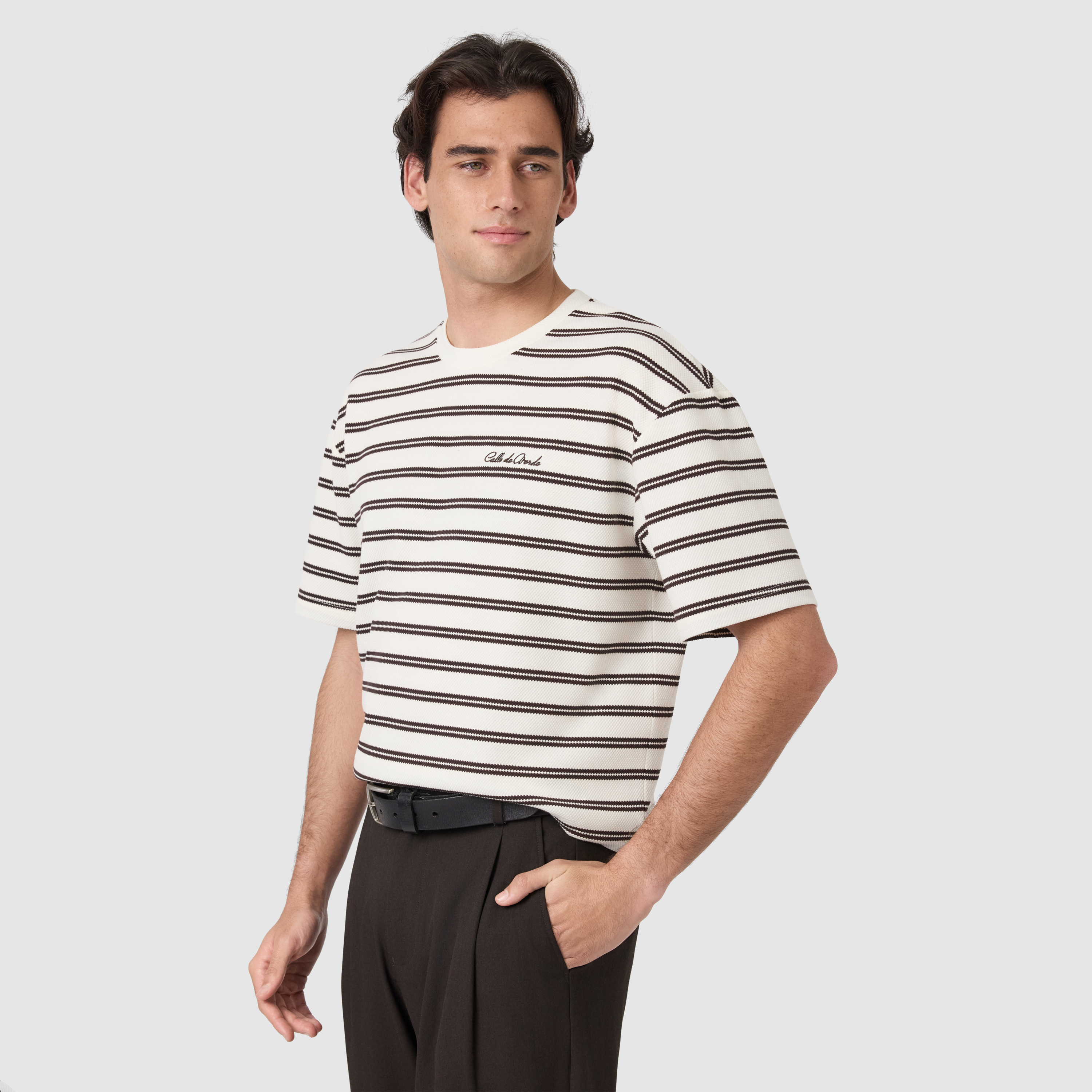 Ecru Beck Boxy Stripe Crew Tee