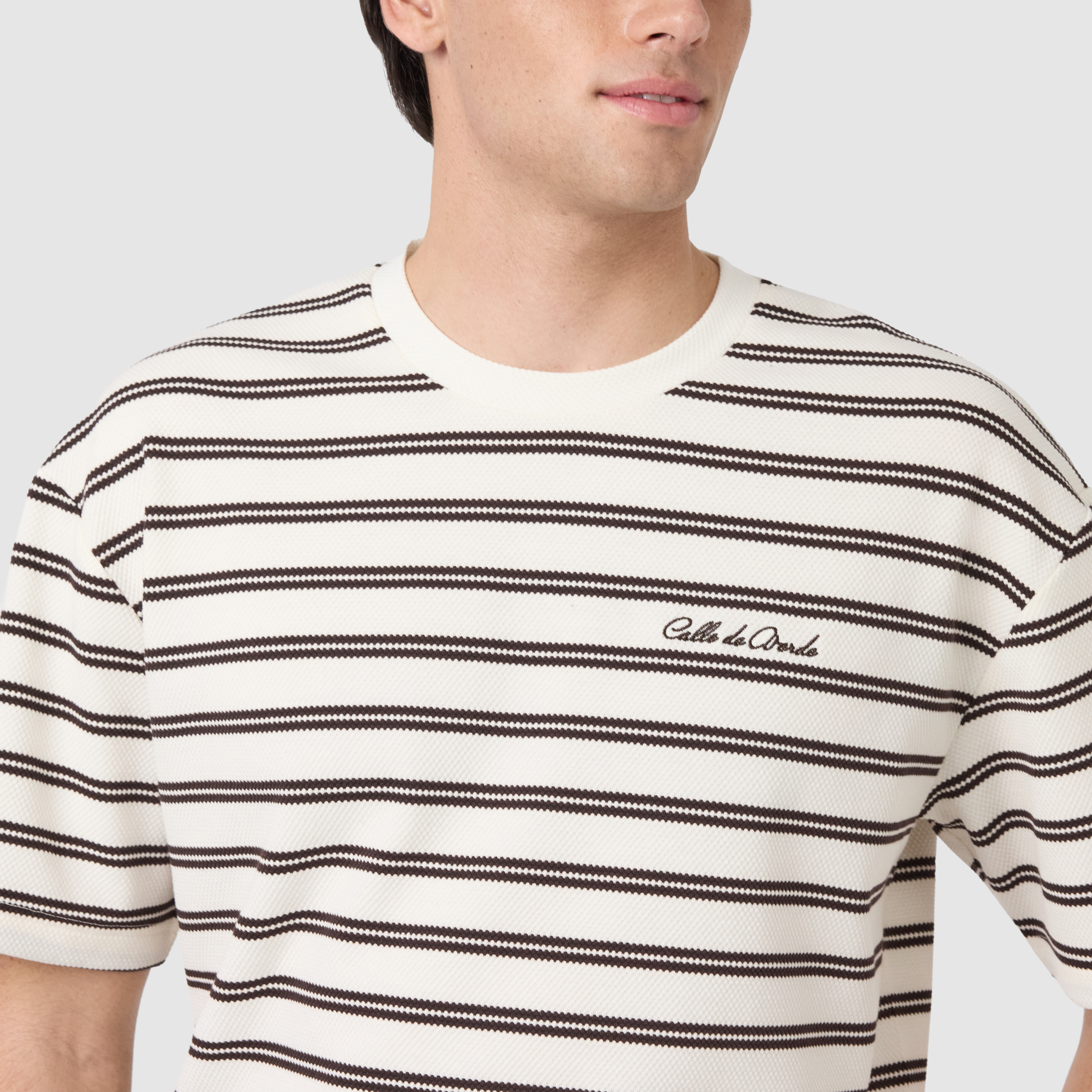 Ecru Beck Boxy Stripe Crew Tee