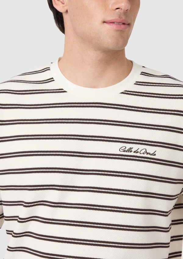 Ecru Beck Boxy Stripe Crew Tee
