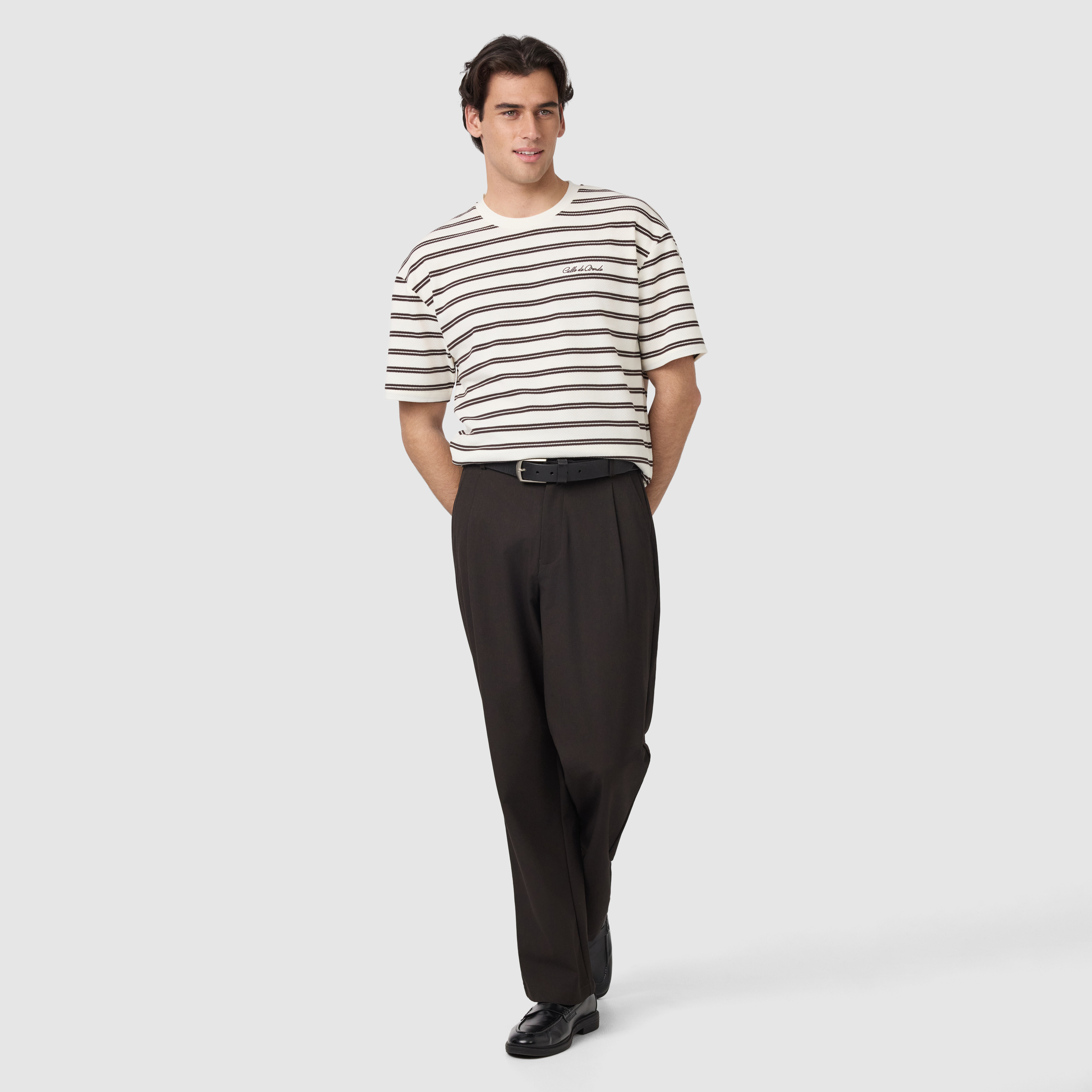 Ecru Beck Boxy Stripe Crew Tee