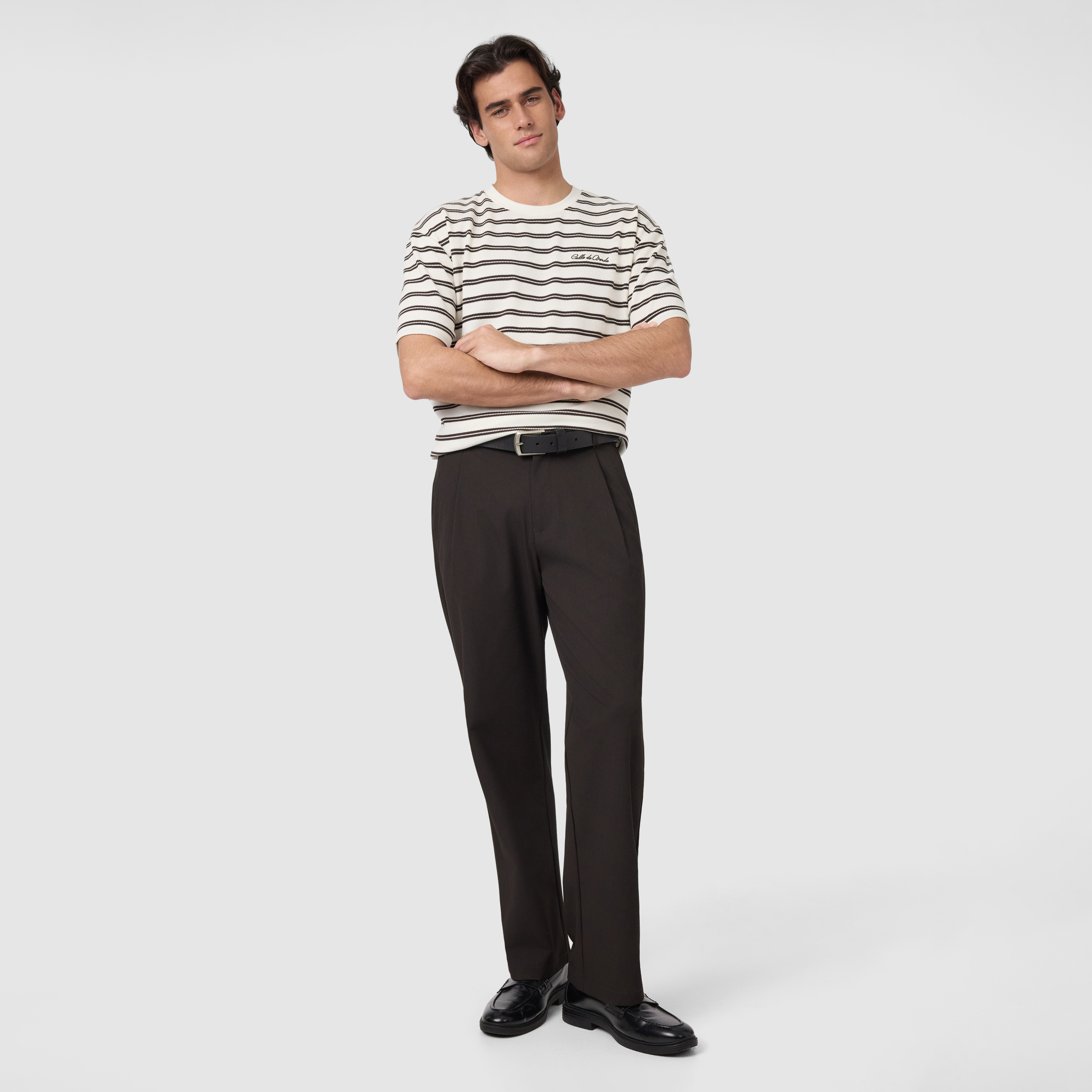 Ecru Beck Boxy Stripe Crew Tee