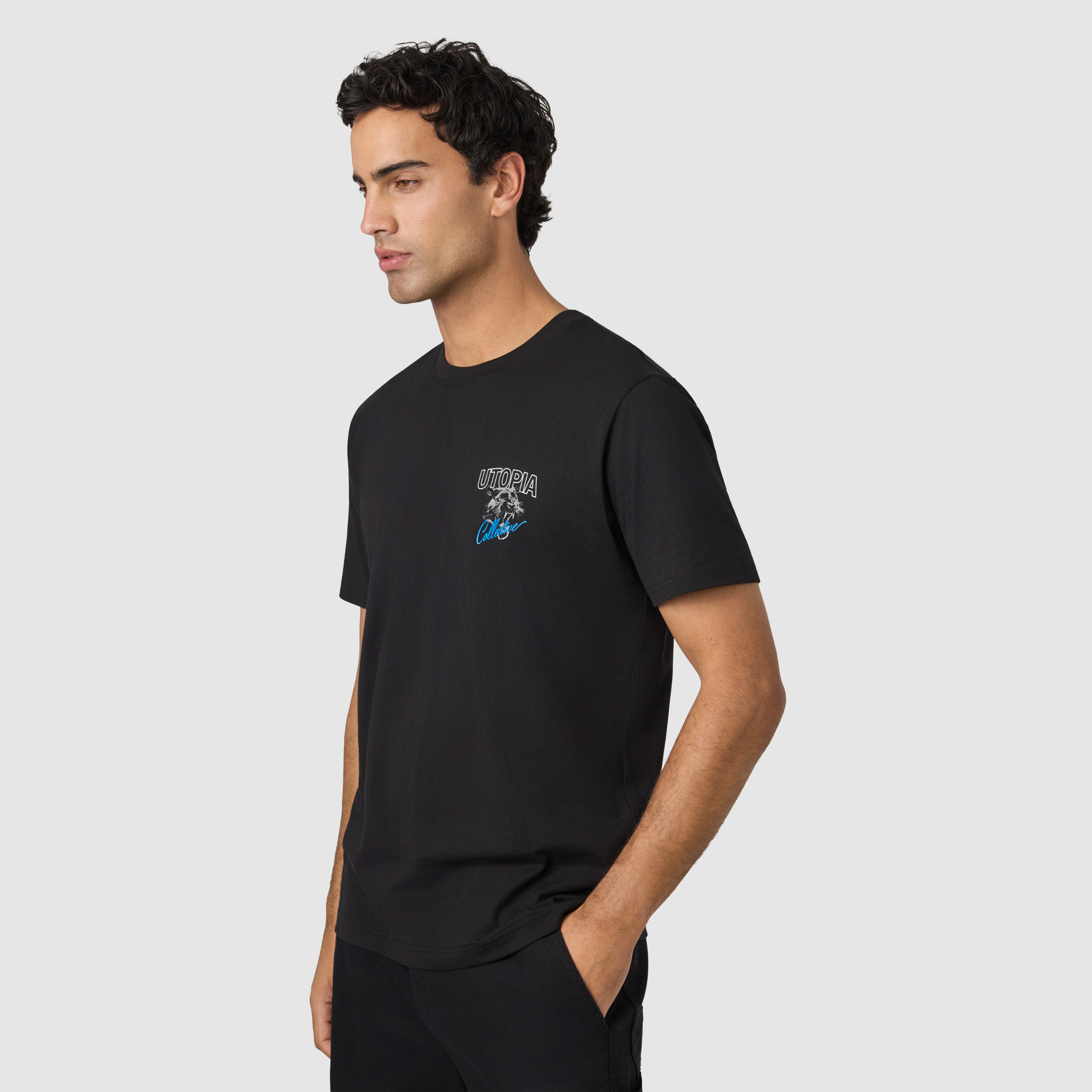 Black Utopia Graphic Relaxed Crew Neck Tee