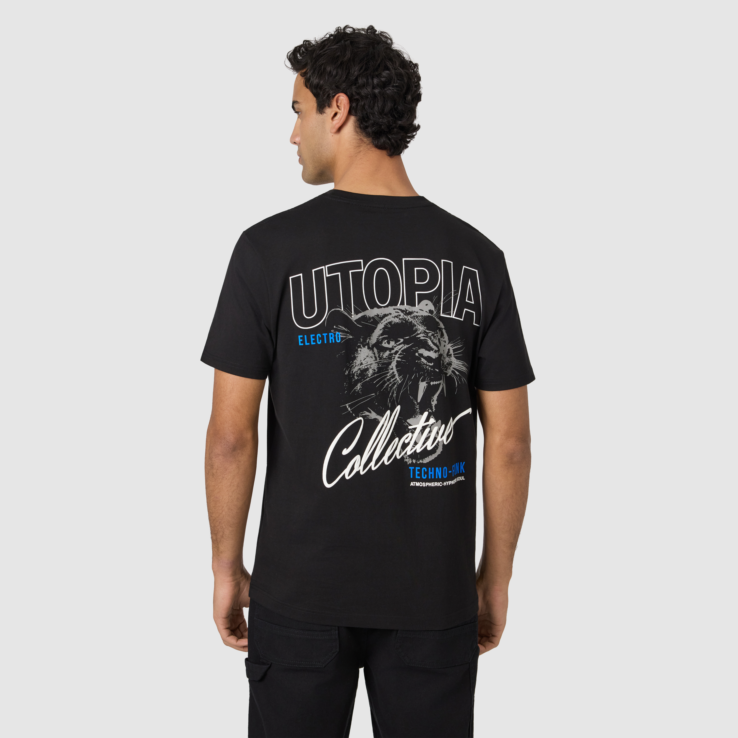 Black Utopia Graphic Relaxed Crew Neck Tee