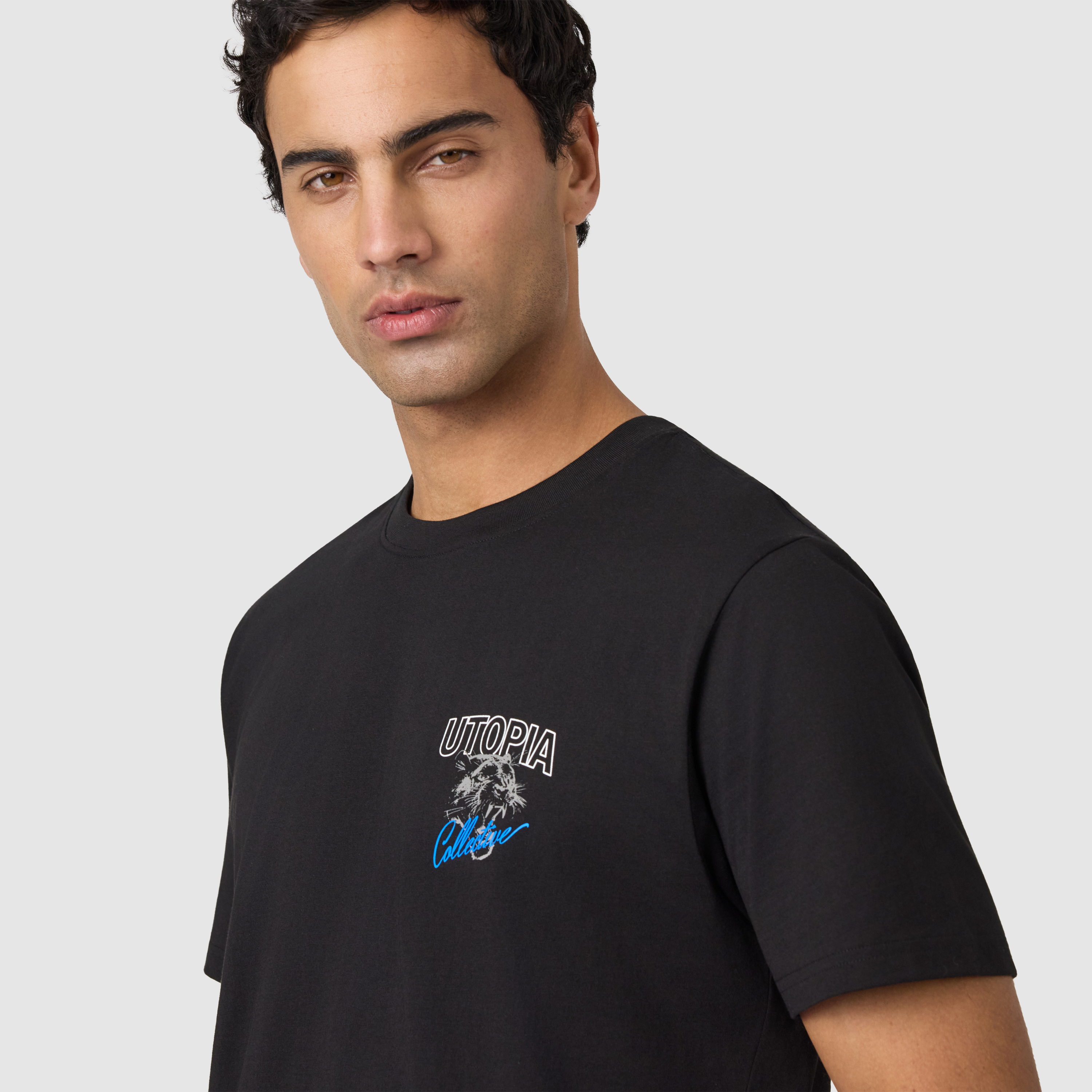 Black Utopia Graphic Relaxed Crew Neck Tee