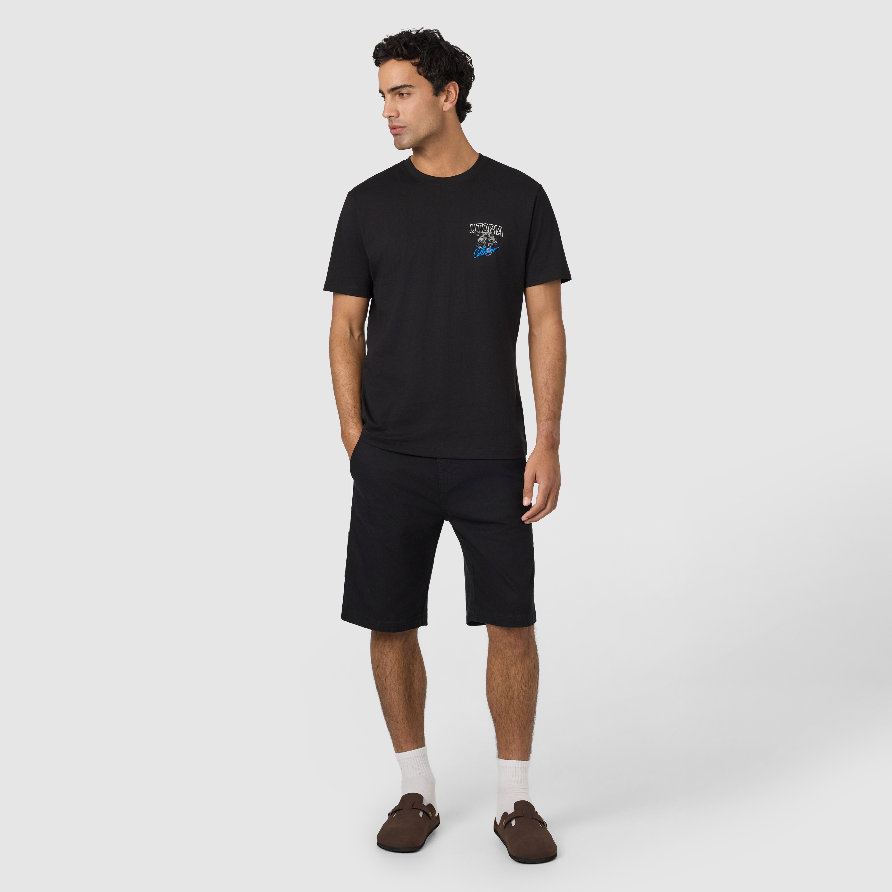 Black Utopia Graphic Relaxed Crew Neck Tee