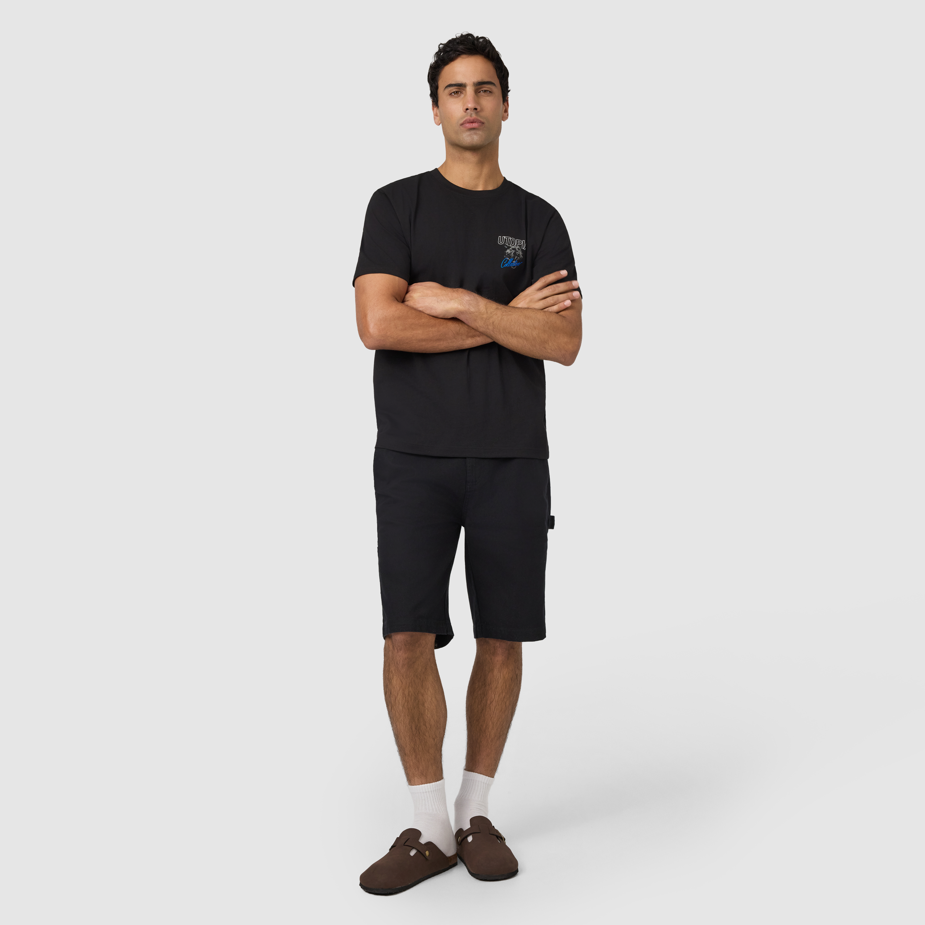 Black Utopia Graphic Relaxed Crew Neck Tee