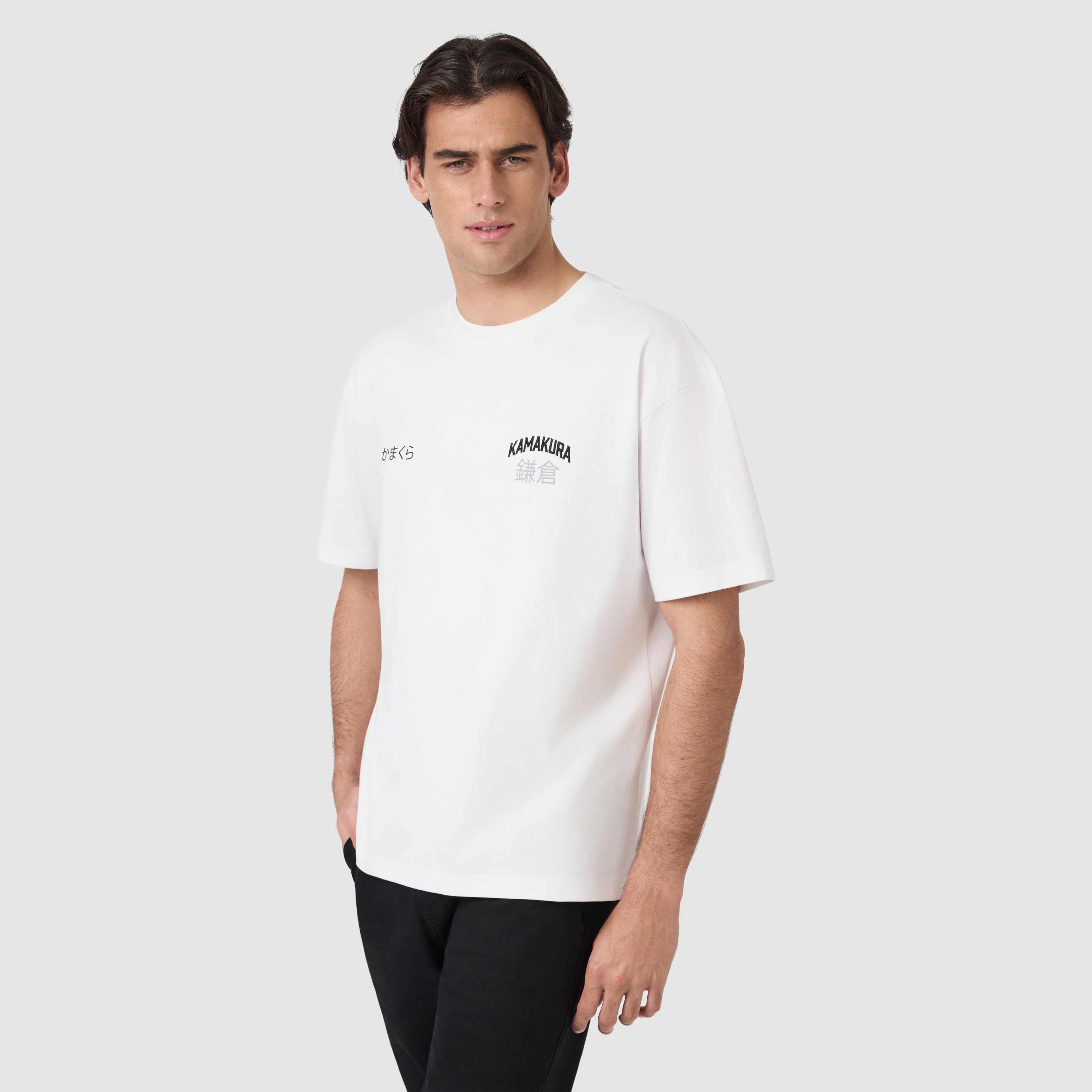 White Kamakura Graphic Boxy Crew Neck Tee