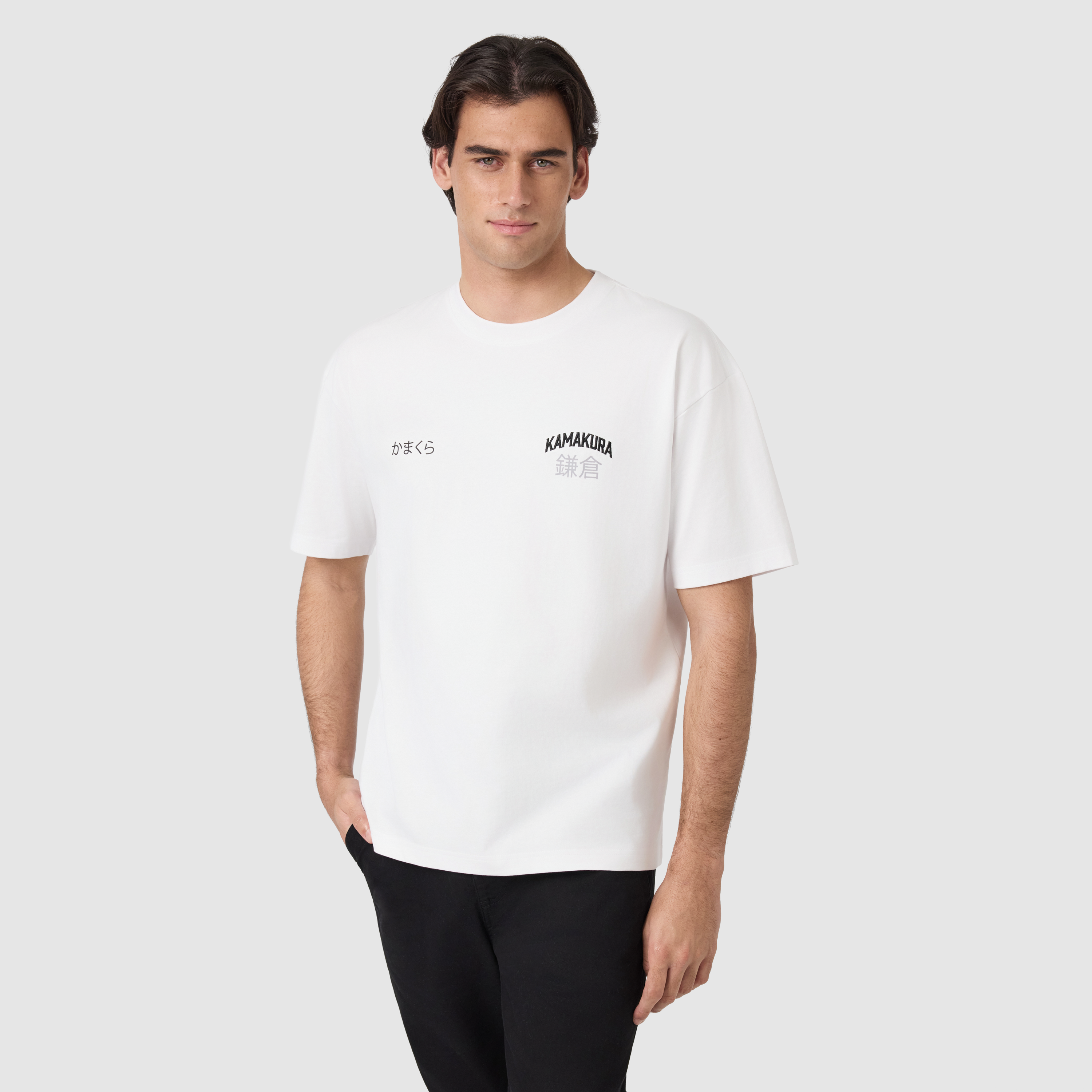 White Kamakura Graphic Boxy Crew Neck Tee