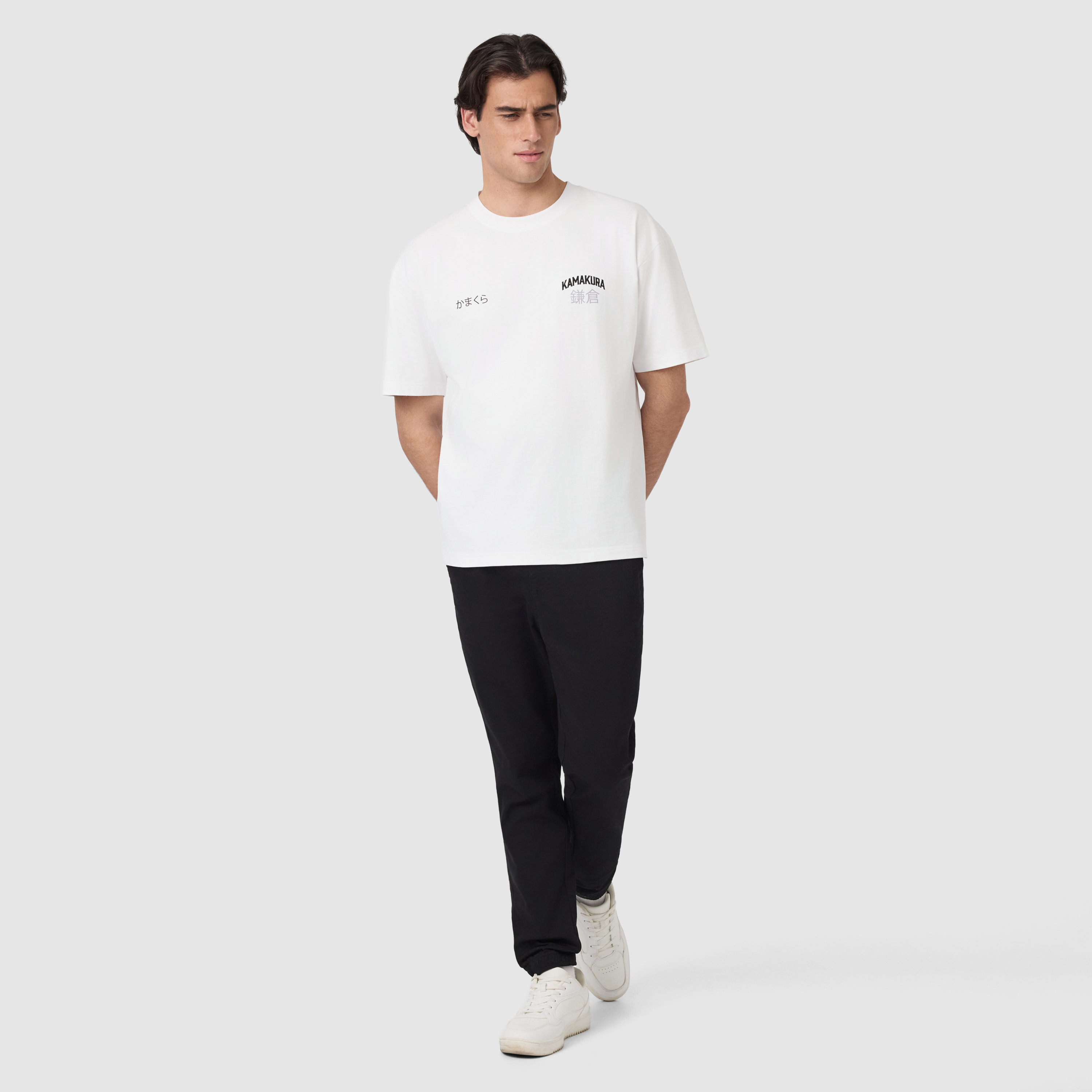 White Kamakura Graphic Boxy Crew Neck Tee