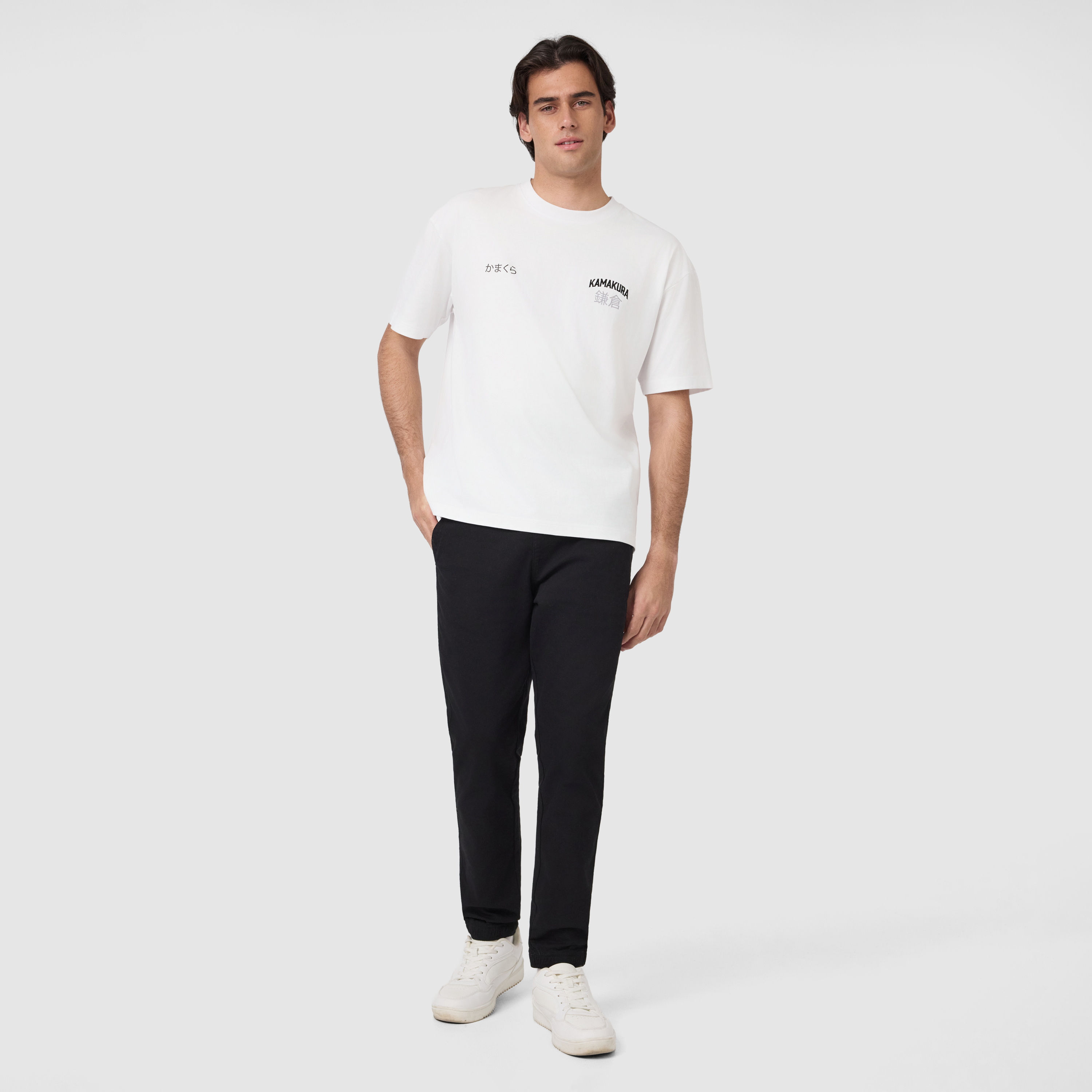 White Kamakura Graphic Boxy Crew Neck Tee