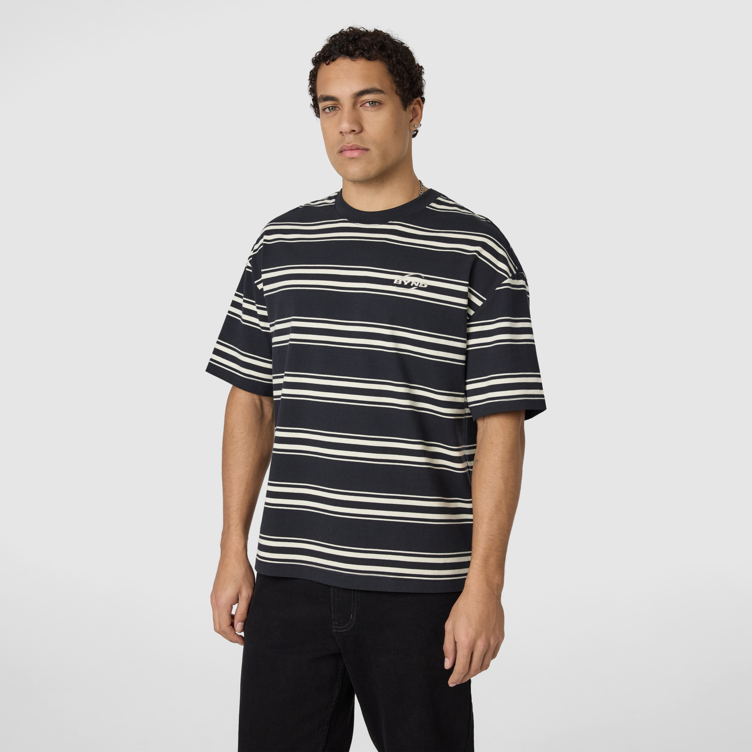 Black Howie Boxy Stripe Crew Neck Tee