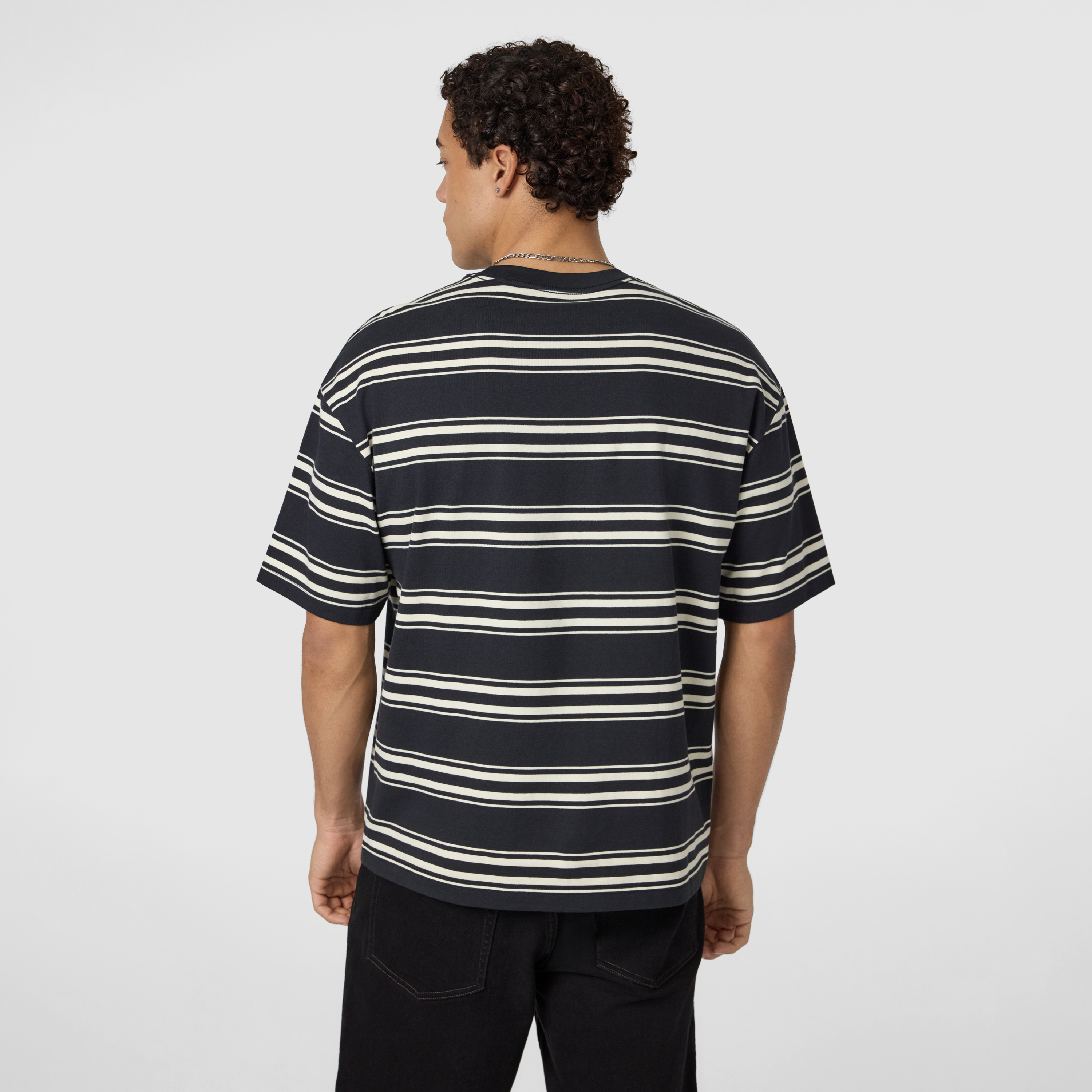 Black Howie Boxy Stripe Crew Neck Tee