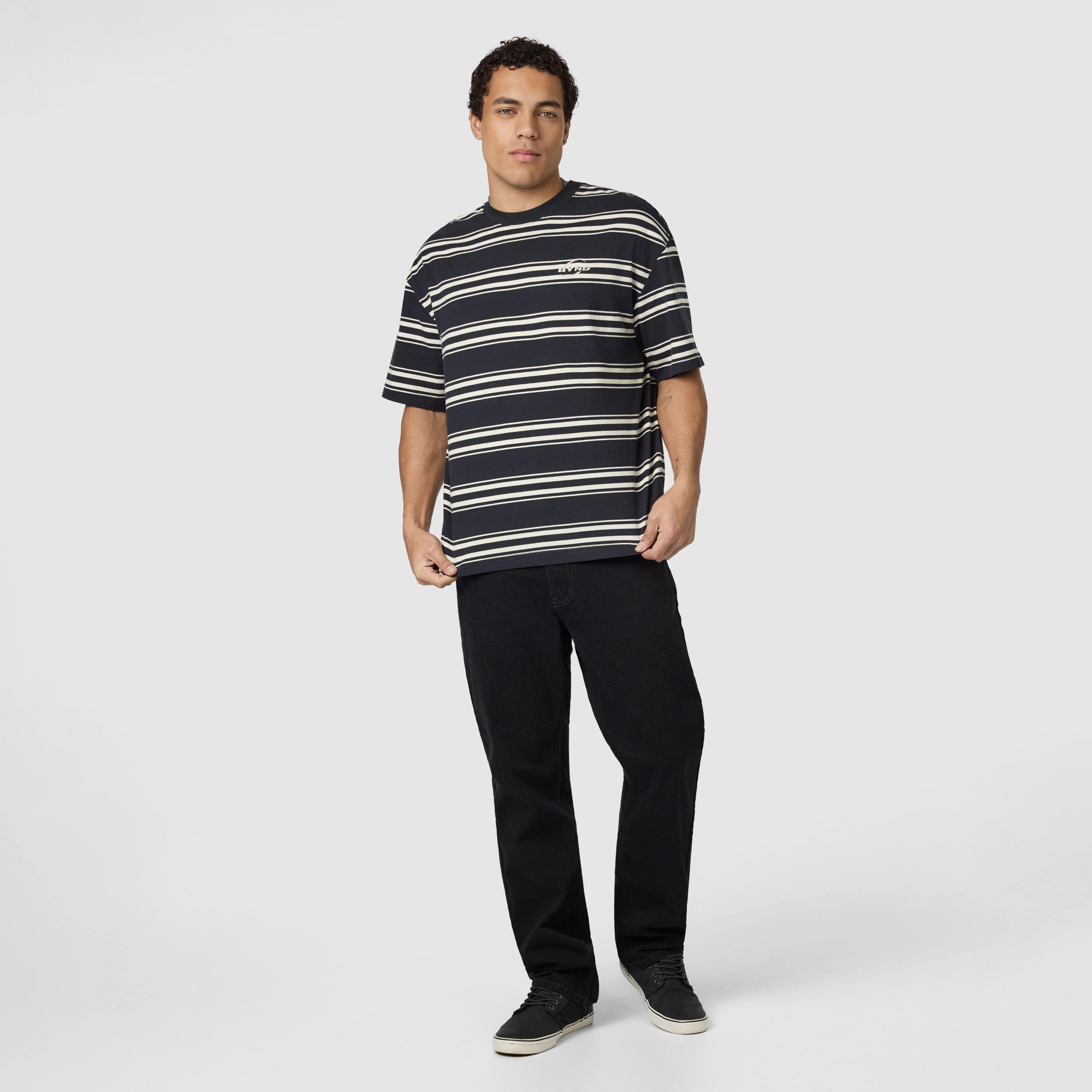 Black Howie Boxy Stripe Crew Neck Tee