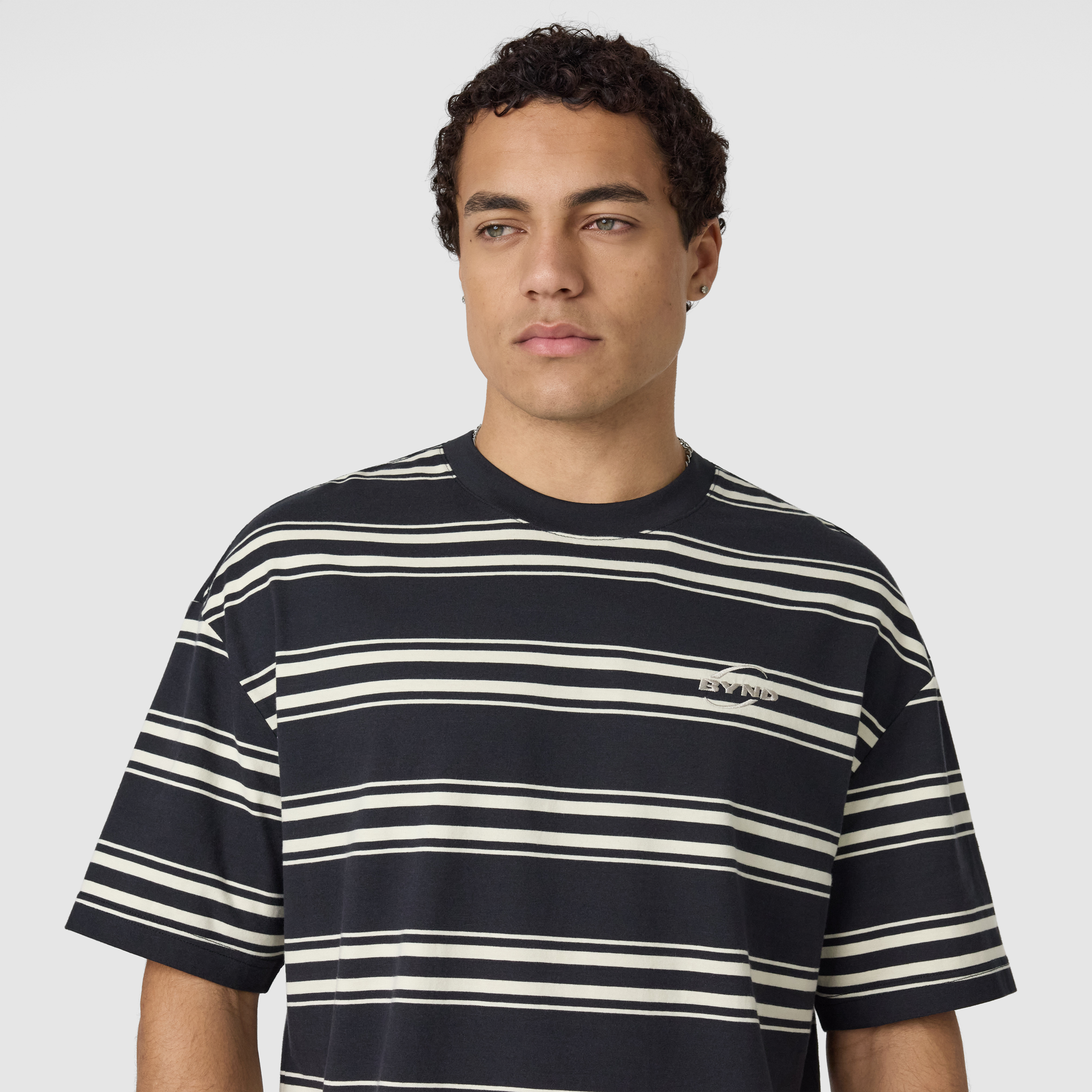 Black Howie Boxy Stripe Crew Neck Tee