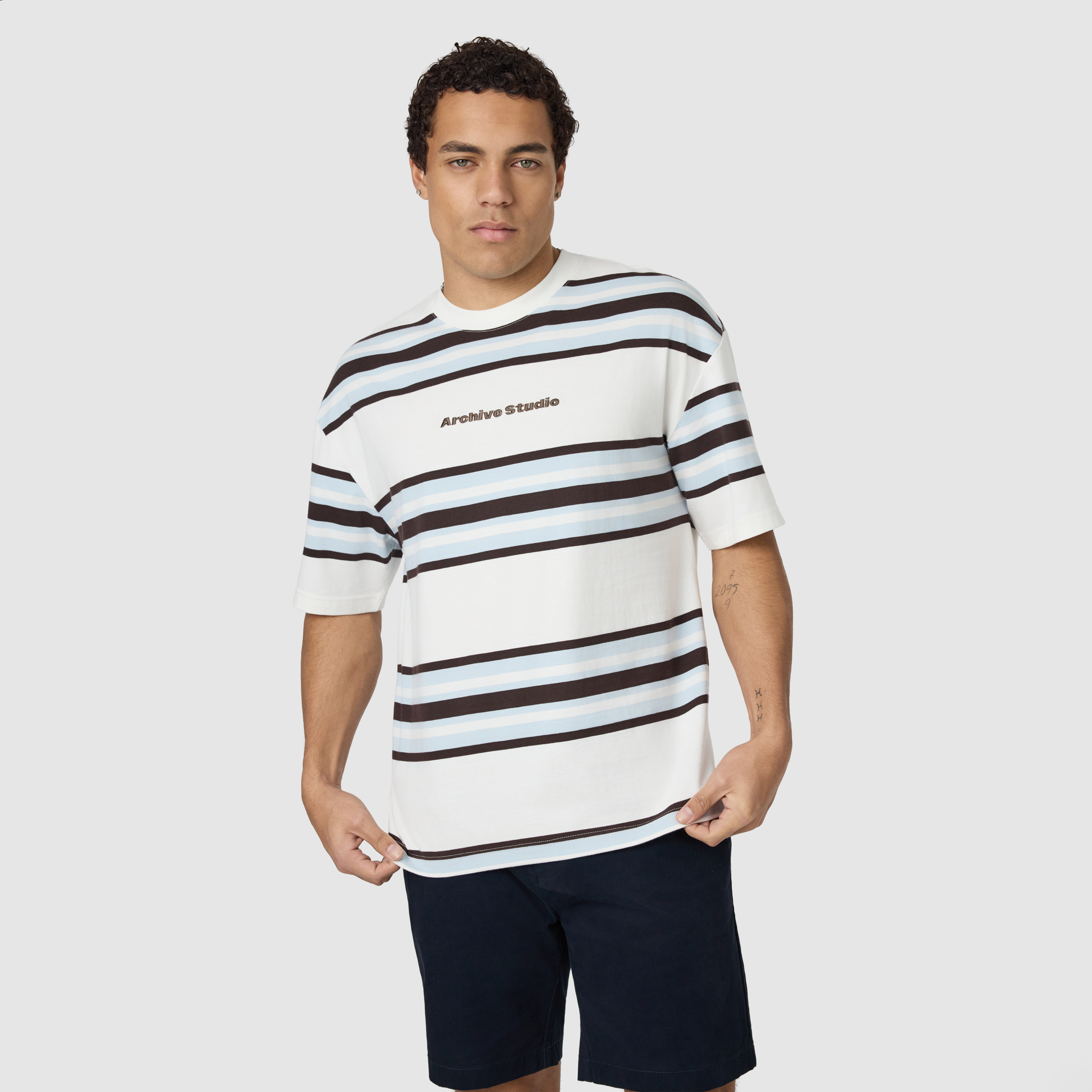 Louie Boxy Stripe Crew Neck Tee