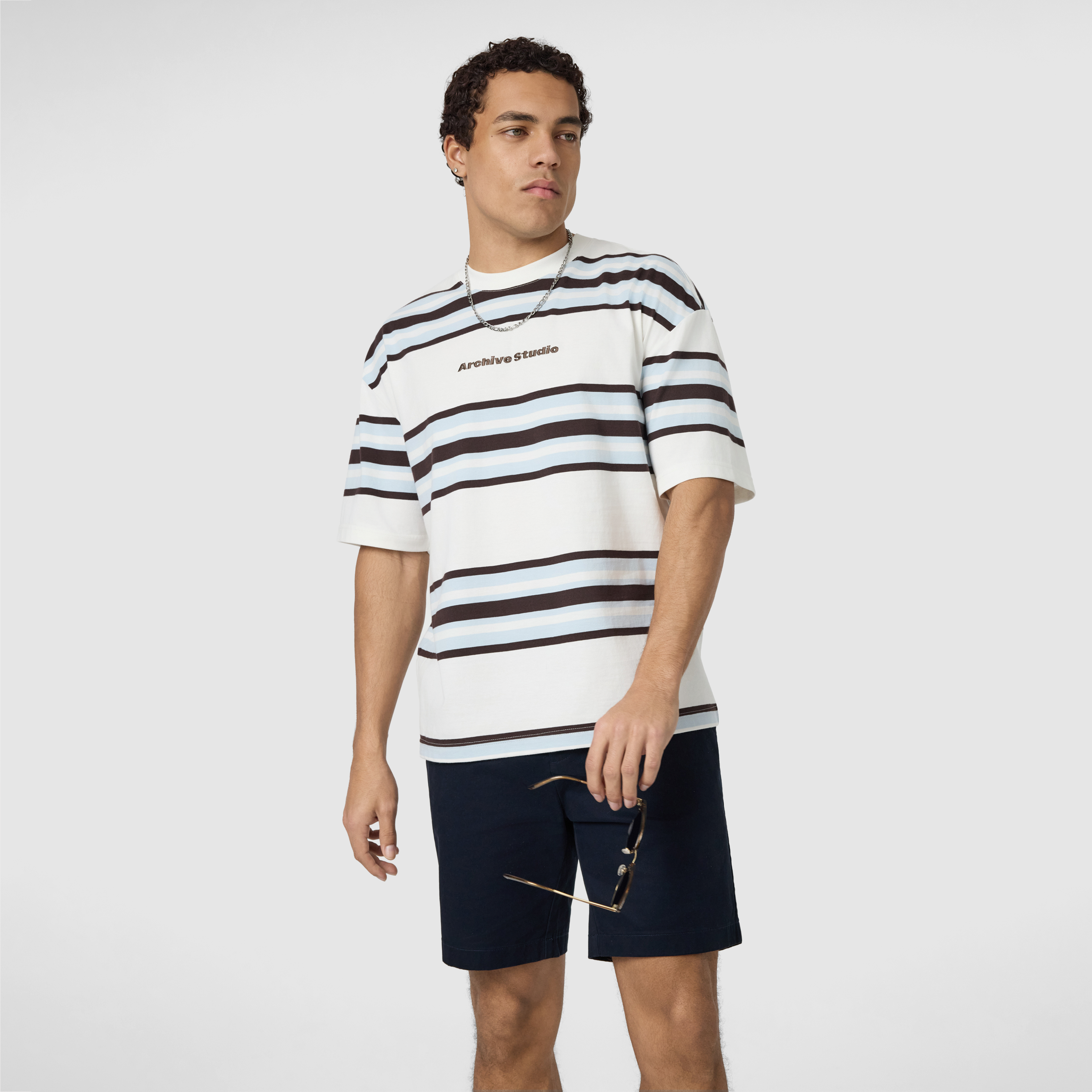 Louie Boxy Stripe Crew Neck Tee