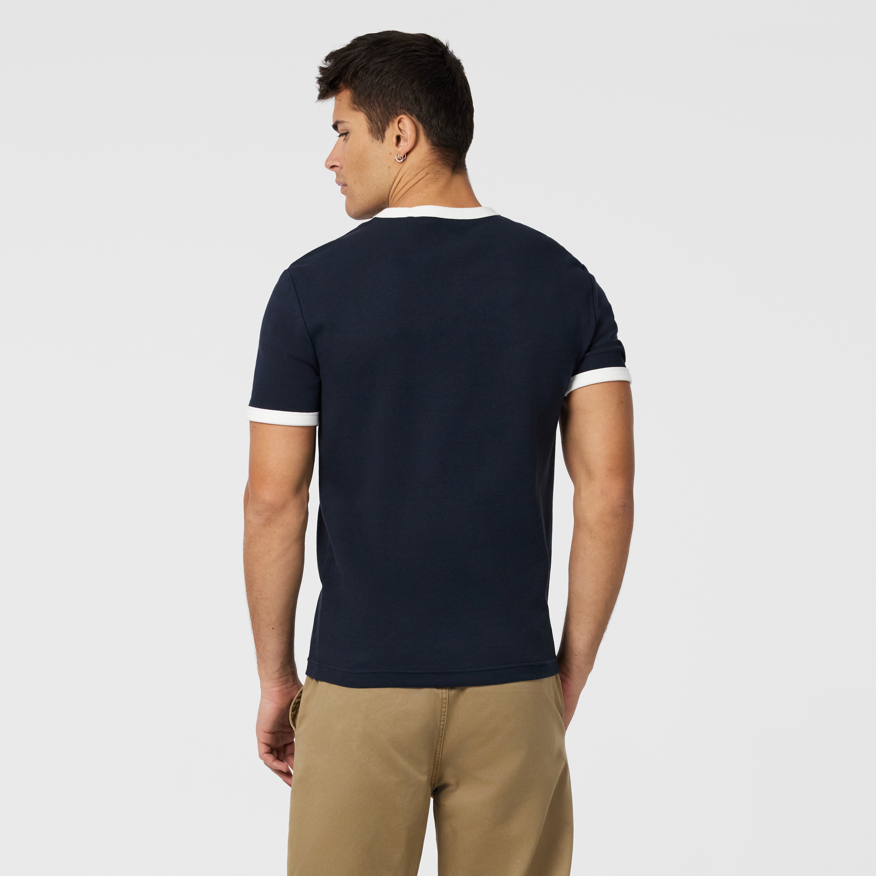 Navy Harry Slim Ringer Crew Neck Tee