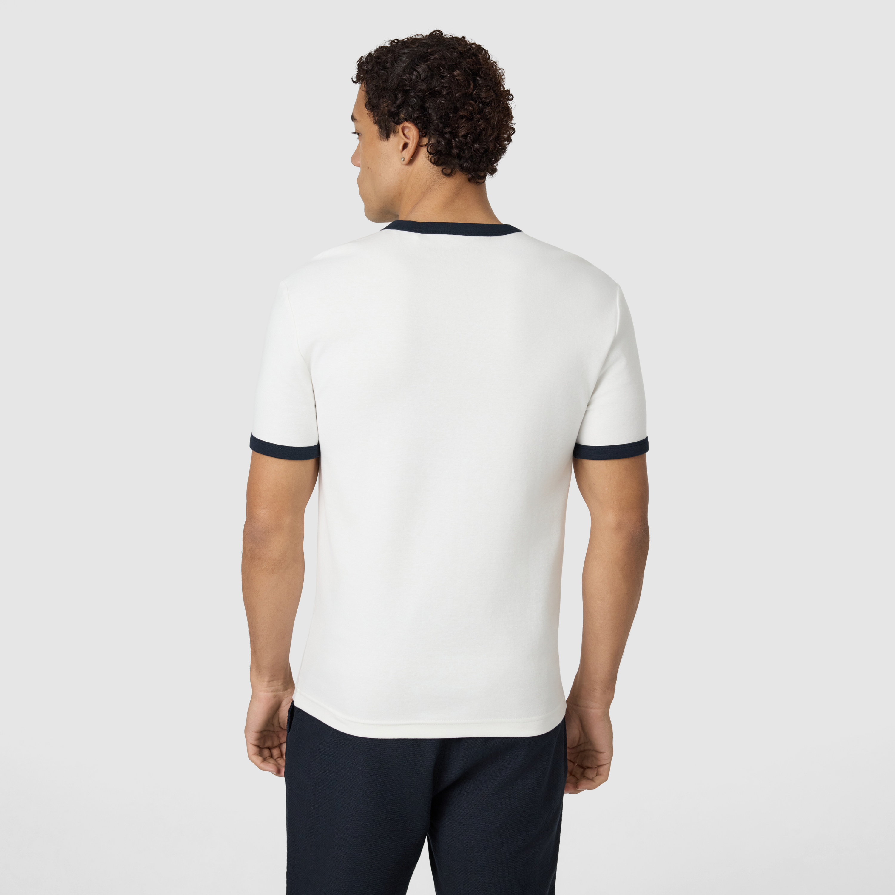 Off White Harry Slim Ringer Crew Neck Tee