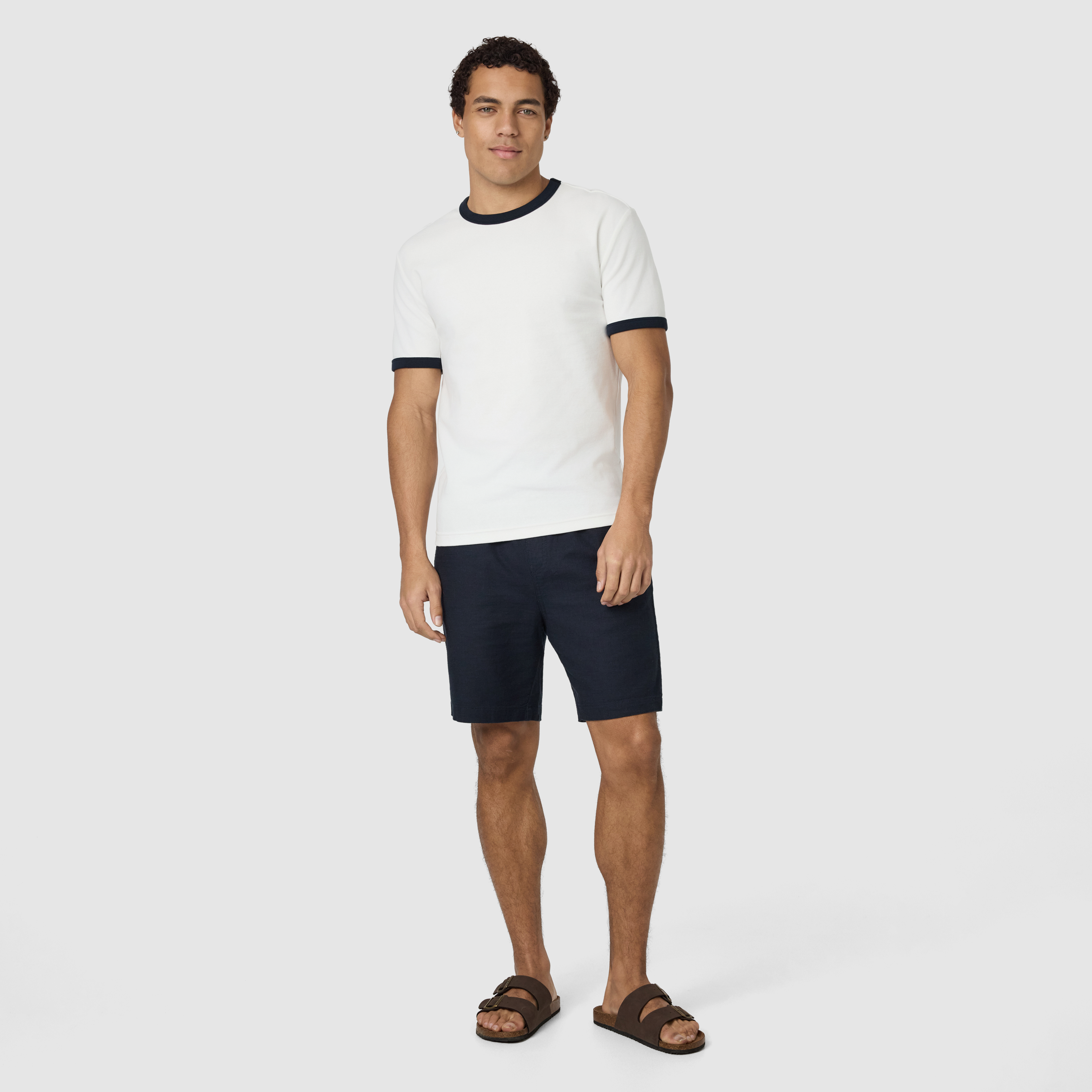 Off White Harry Slim Ringer Crew Neck Tee