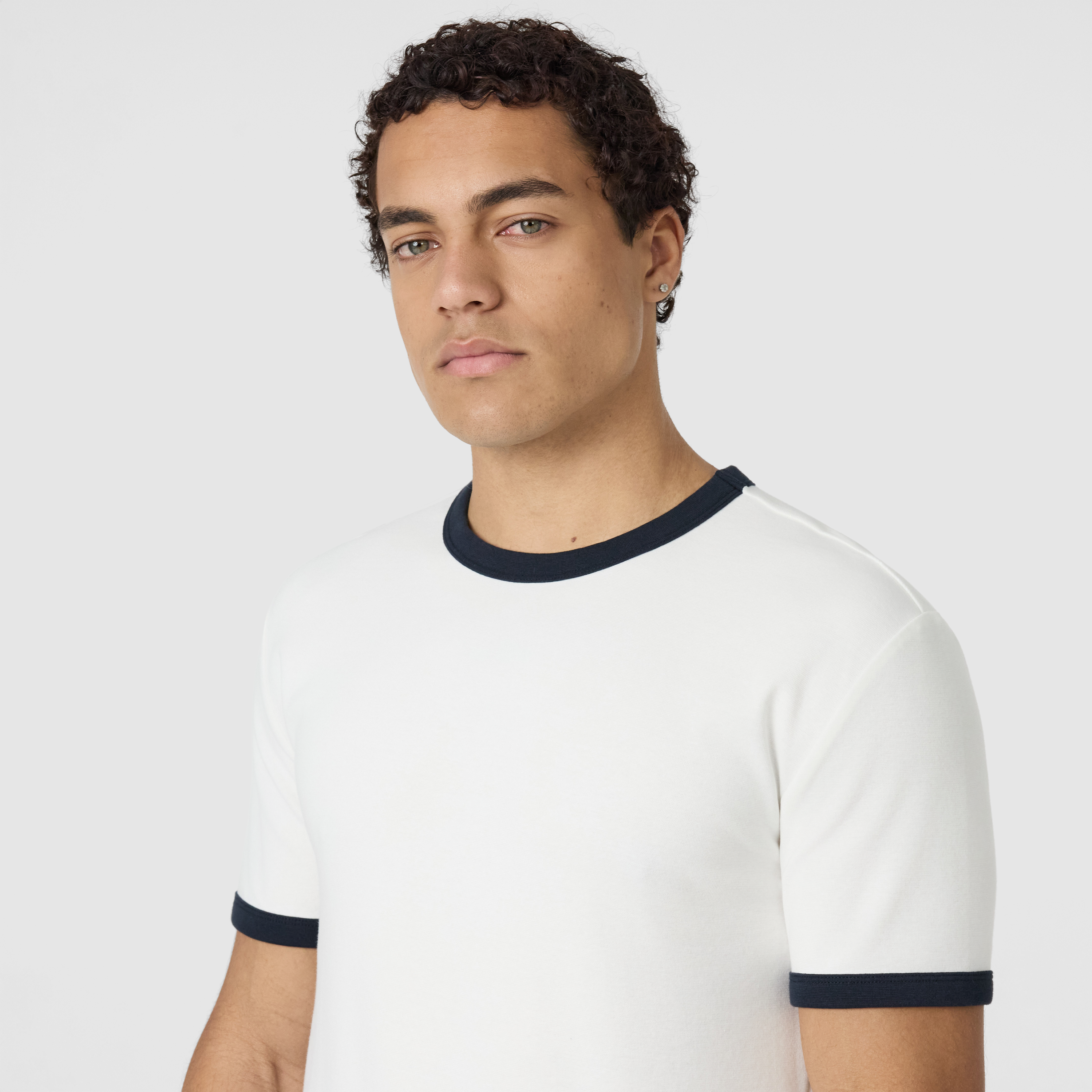 Off White Harry Slim Ringer Crew Neck Tee