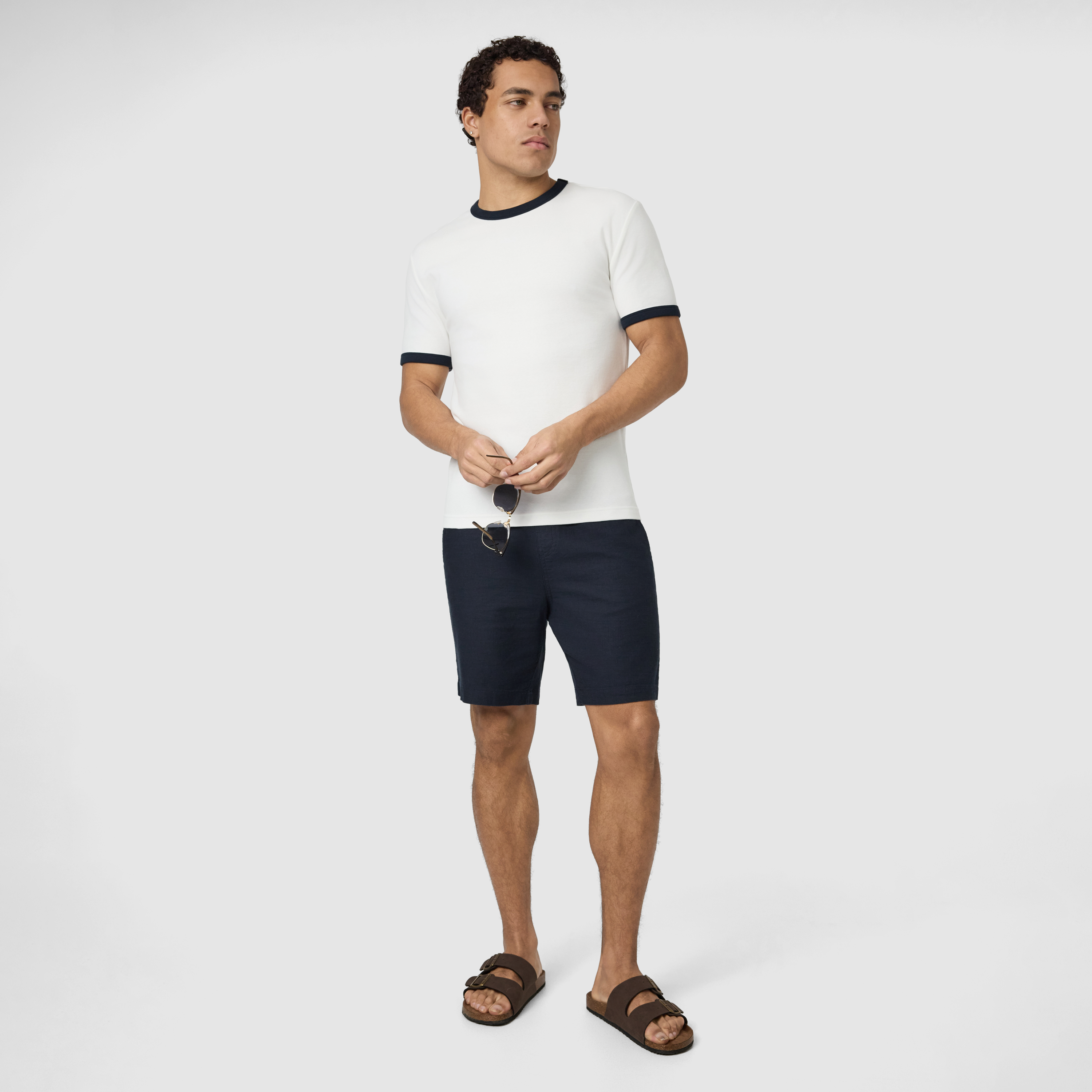 Off White Harry Slim Ringer Crew Neck Tee