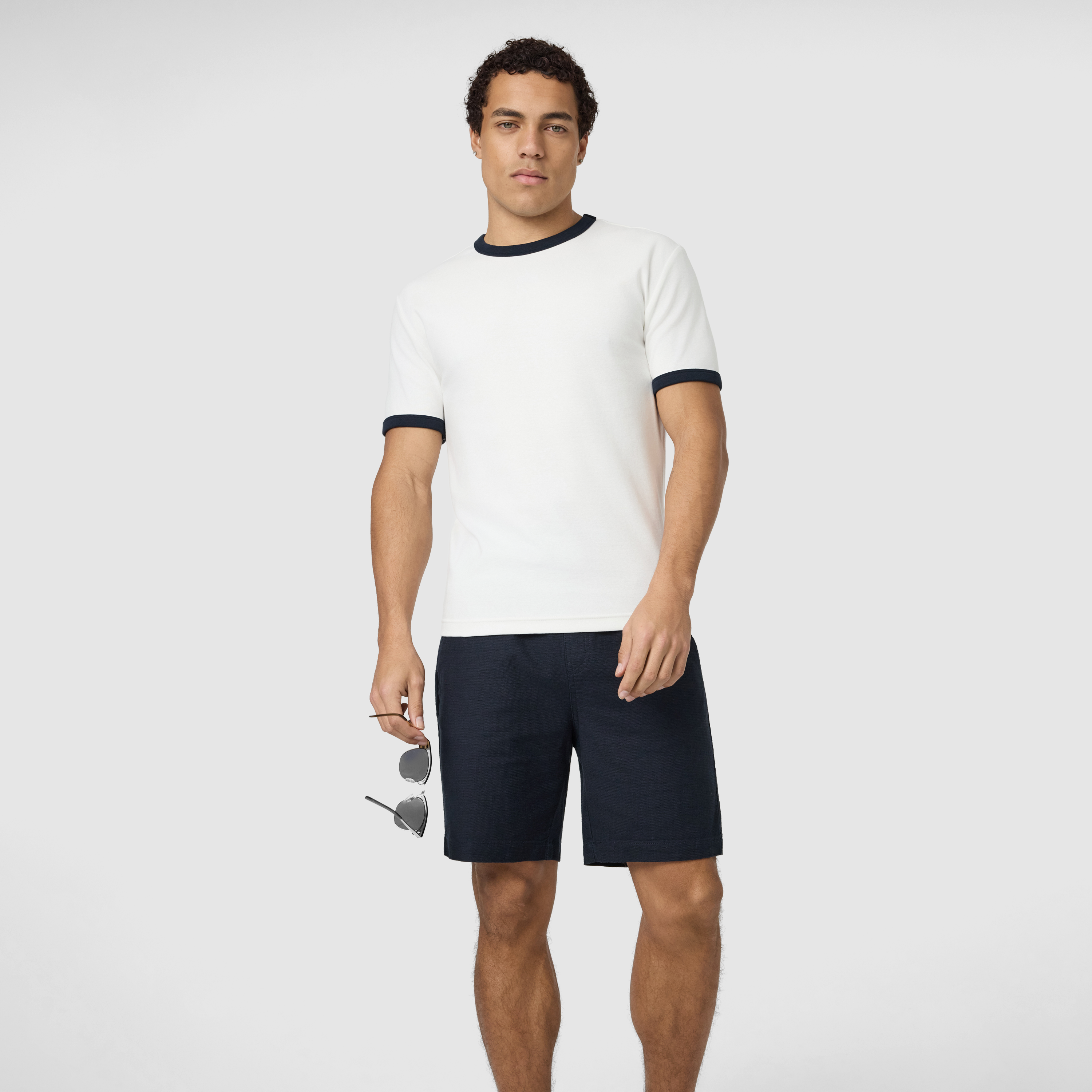 Off White Harry Slim Ringer Crew Neck Tee
