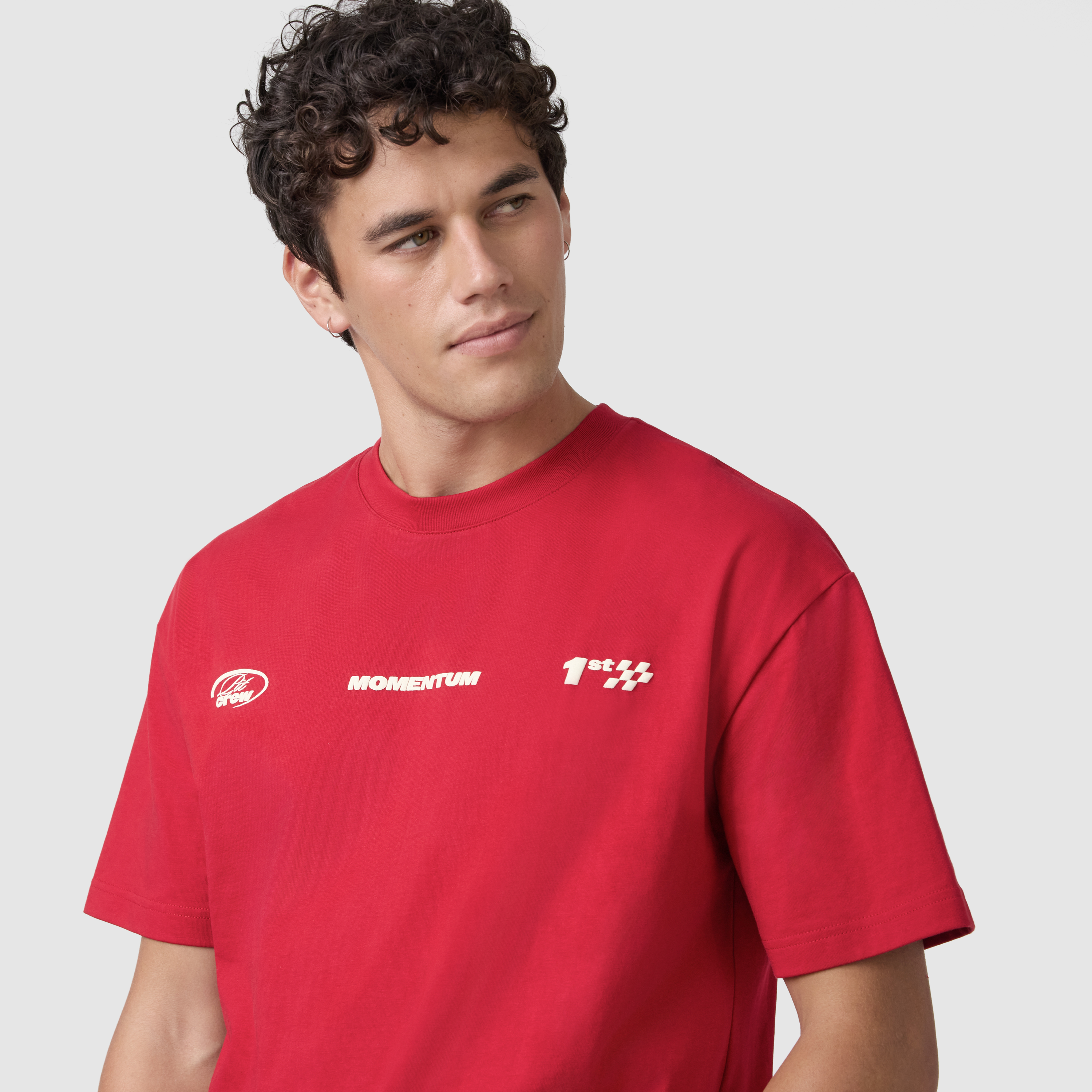 Red Momentum Graphic Boxy Crew Neck Tee