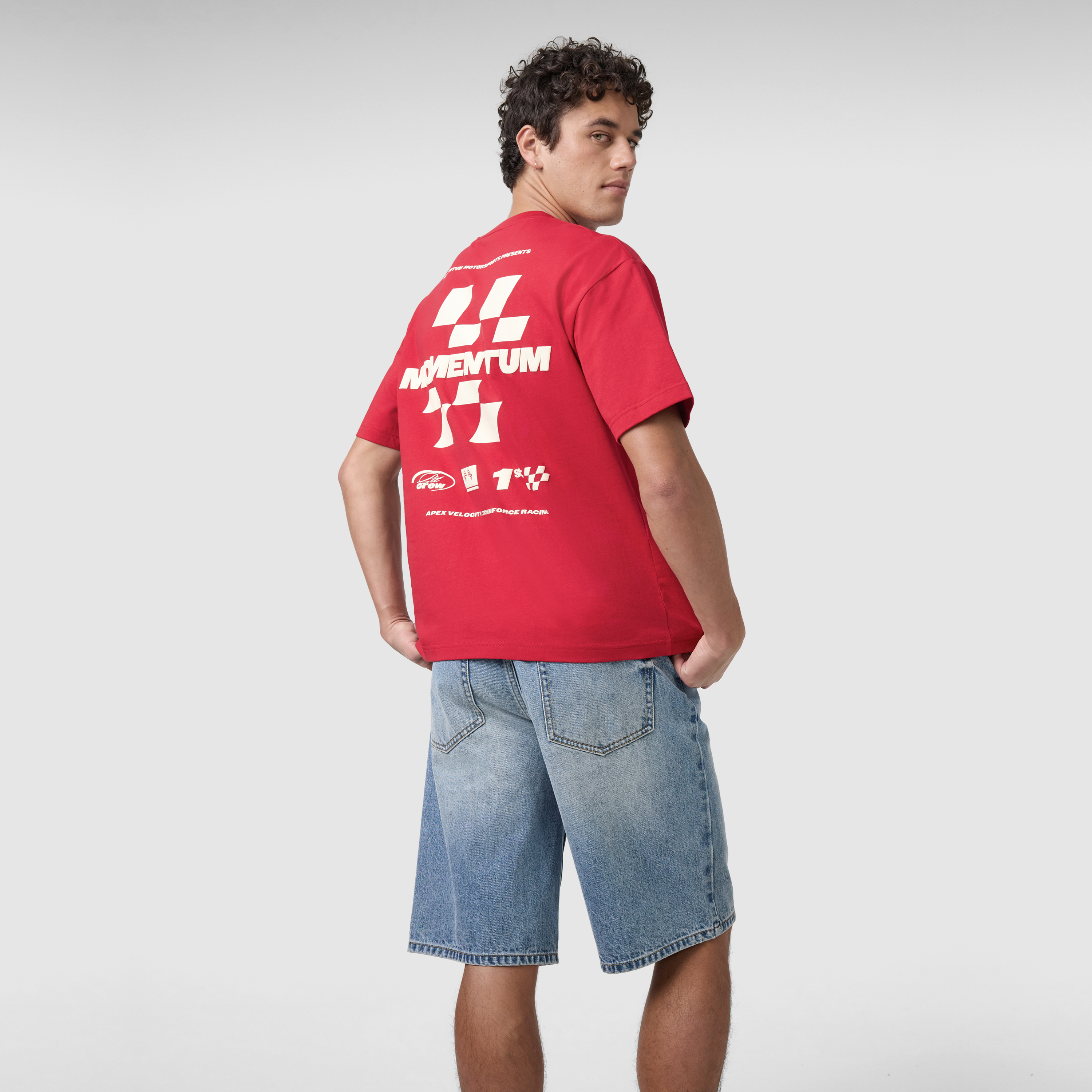 Red Momentum Graphic Boxy Crew Neck Tee