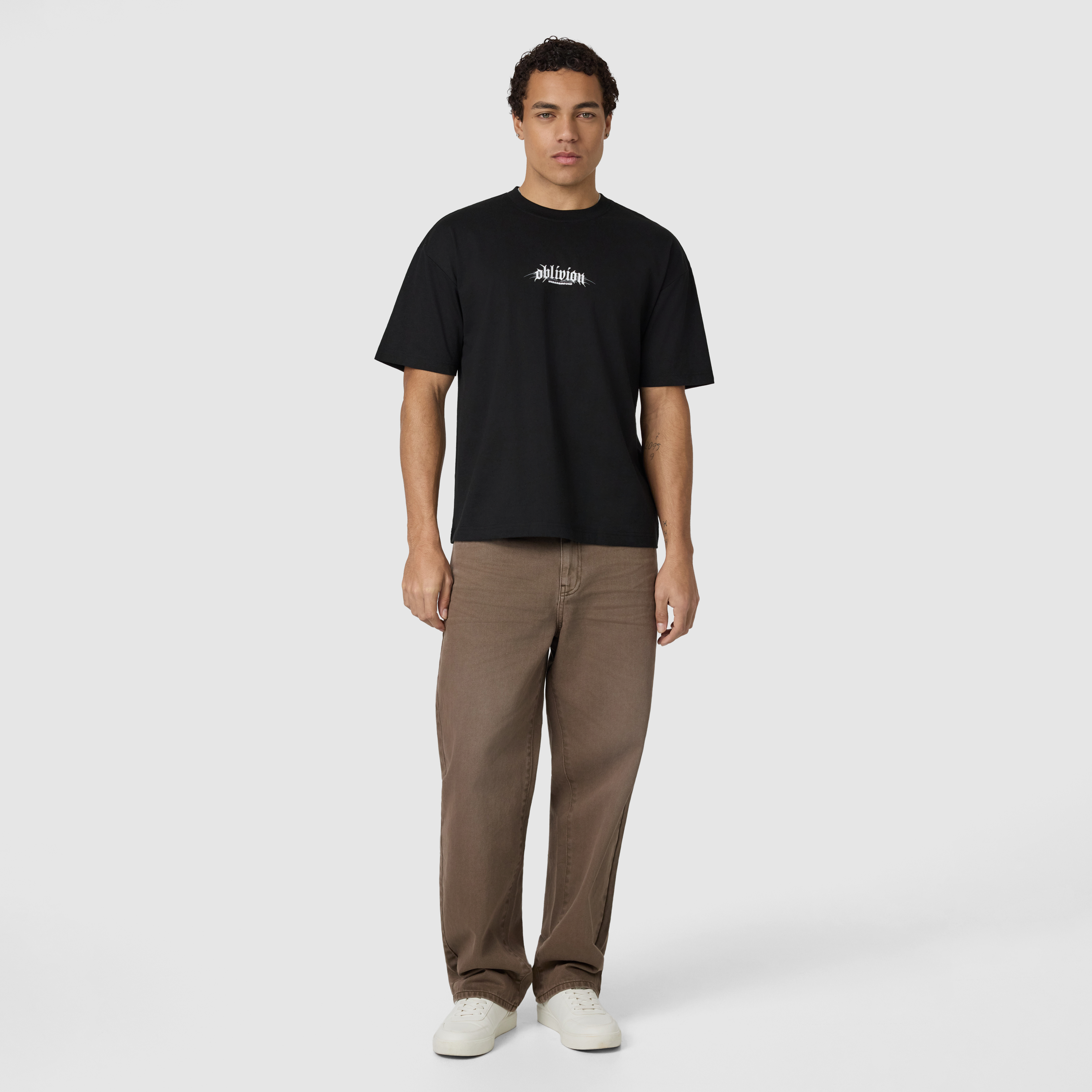 Black Oblivion Graphic Boxy Crew Neck Tee