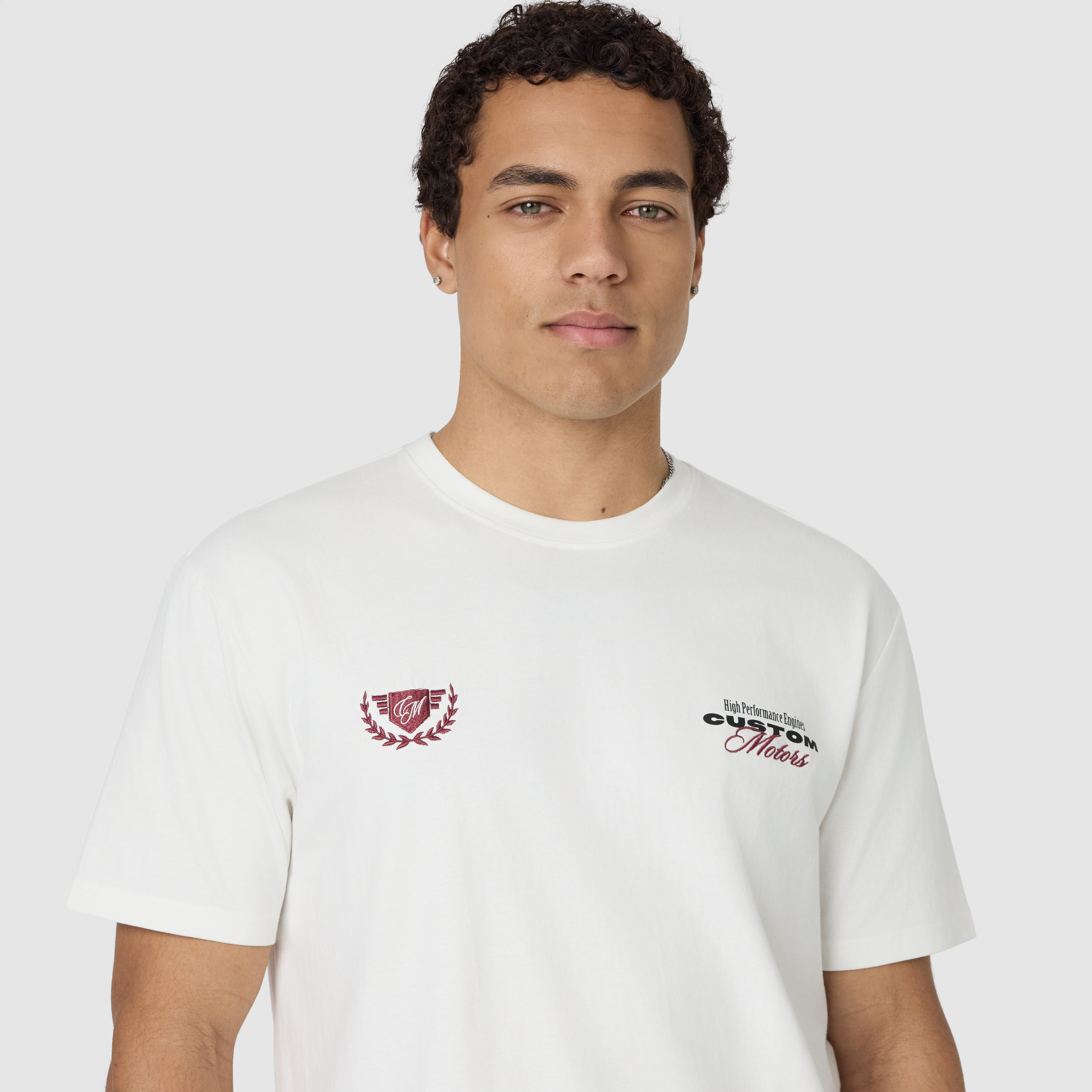 Off White Custom Graphic Relaxed Crew Neck Tee