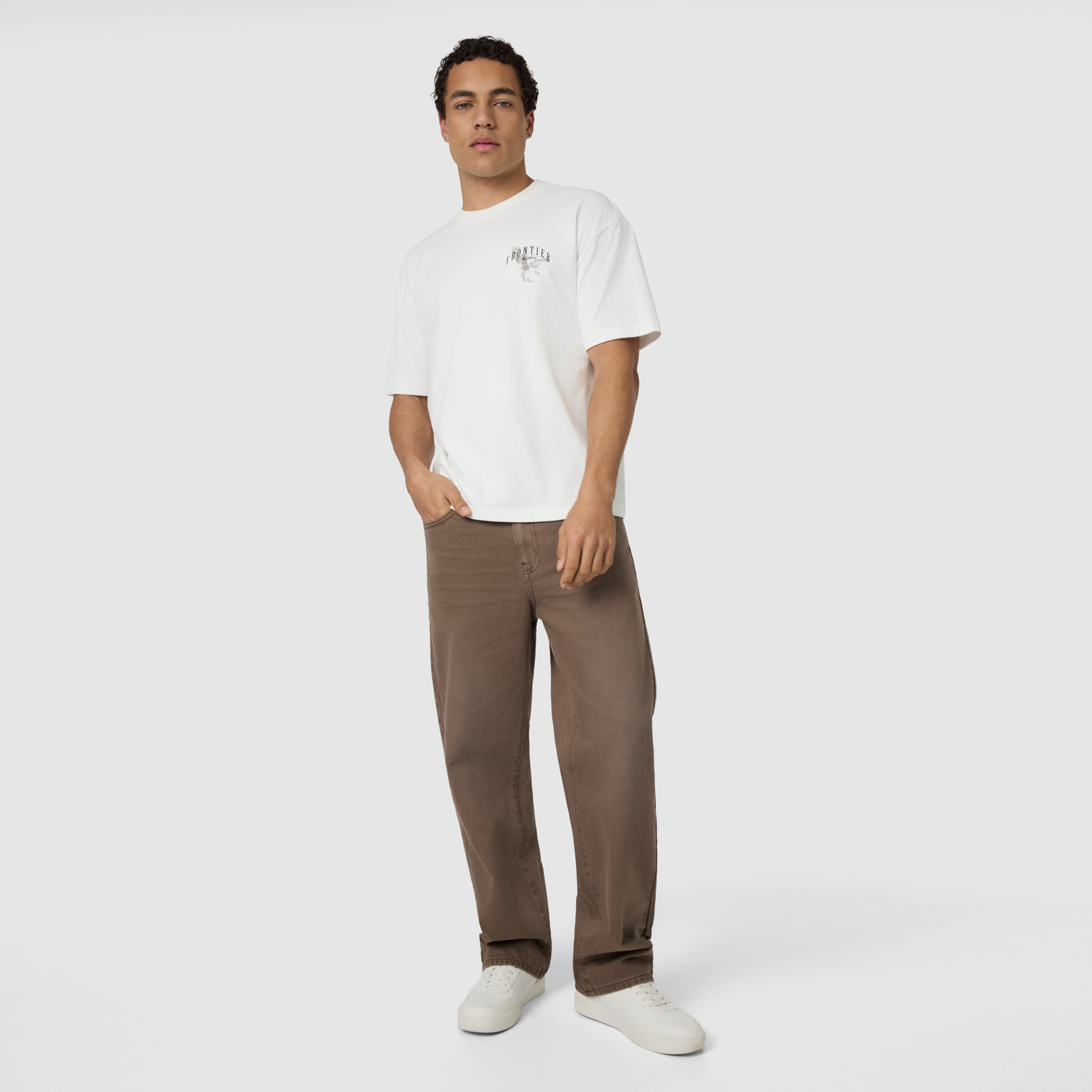 Off White Frontier Graphic Boxy Crew Neck Tee