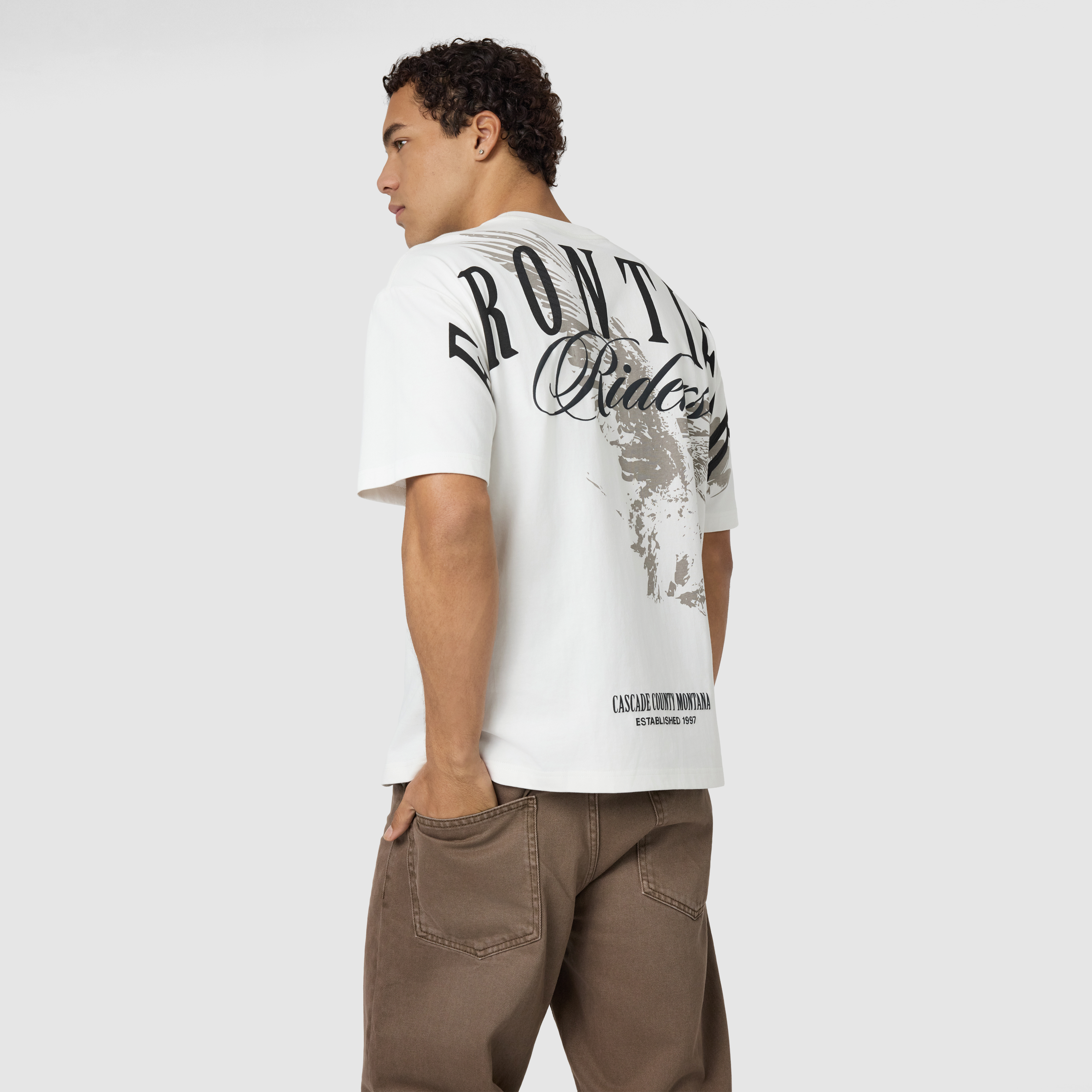 Off White Frontier Graphic Boxy Crew Neck Tee