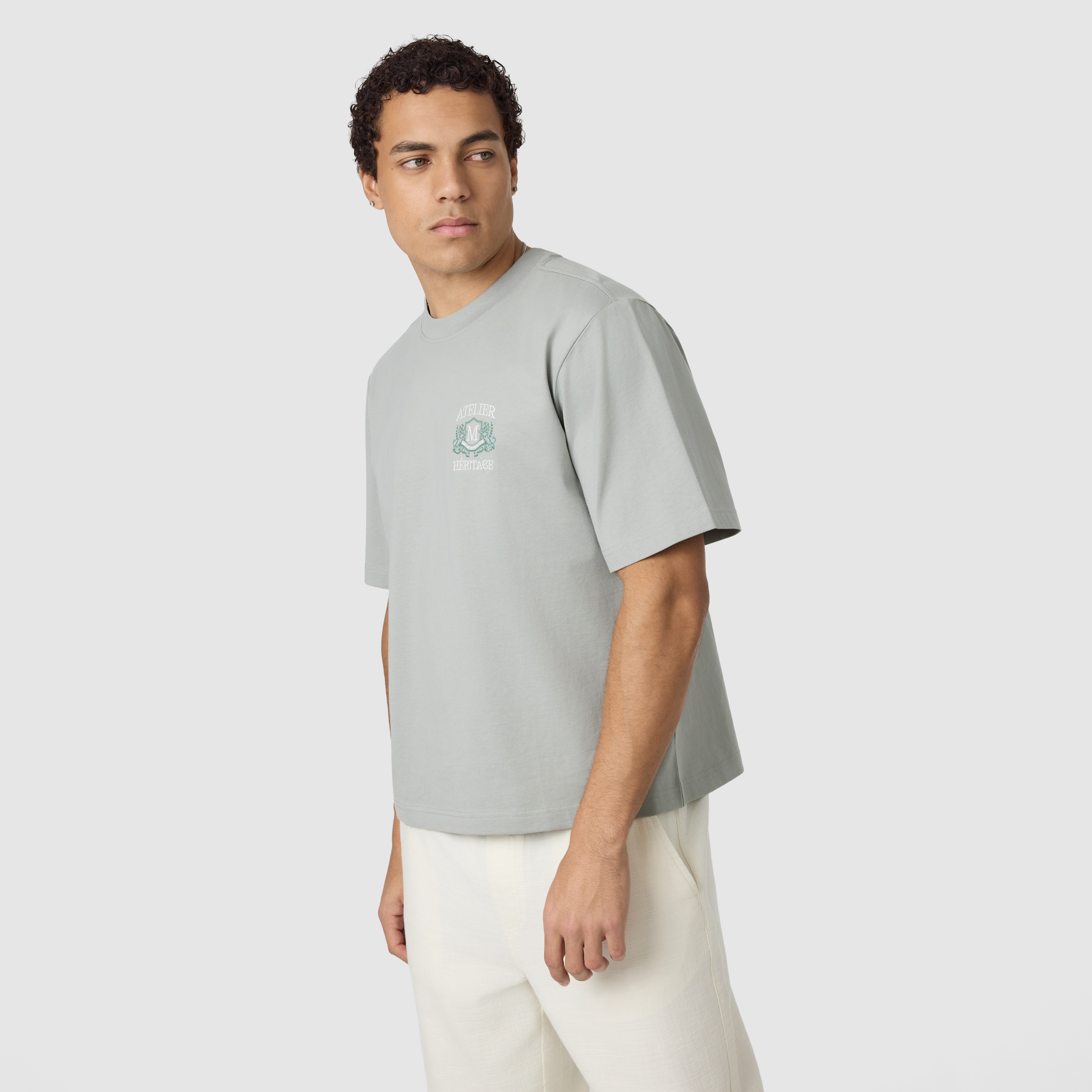 Sage Green Graphic Cropped Crew Tee
