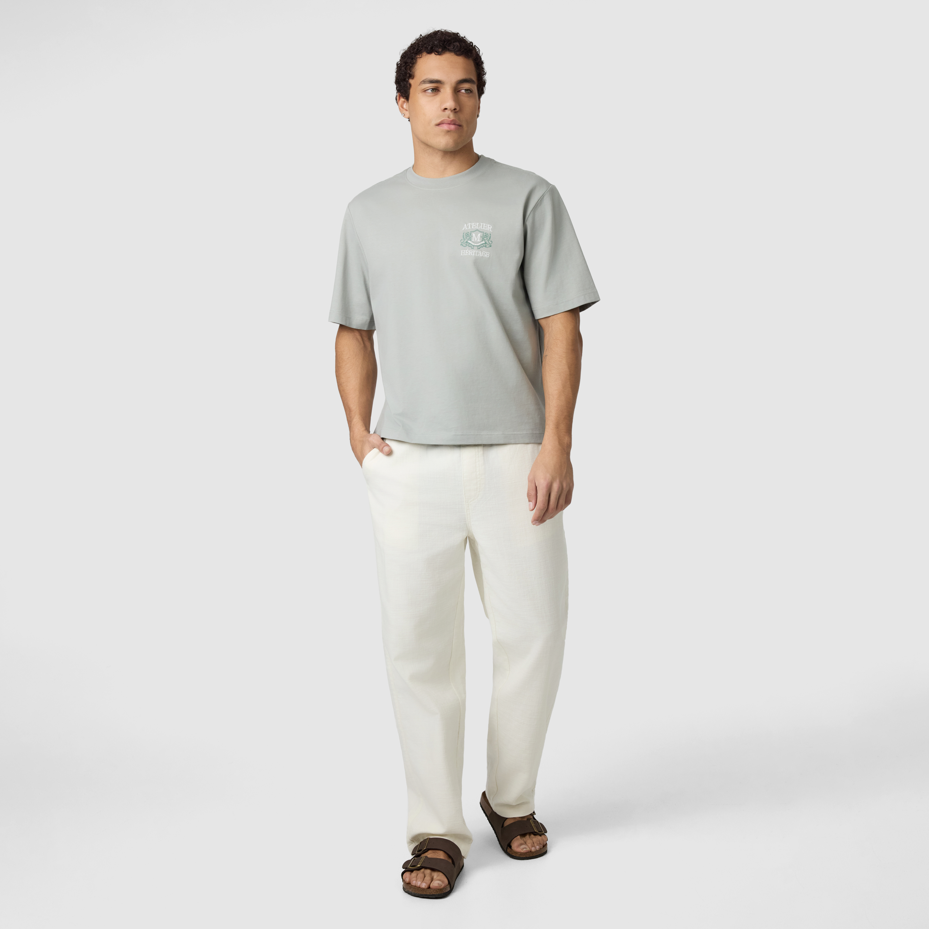 Sage Green Graphic Cropped Crew Tee