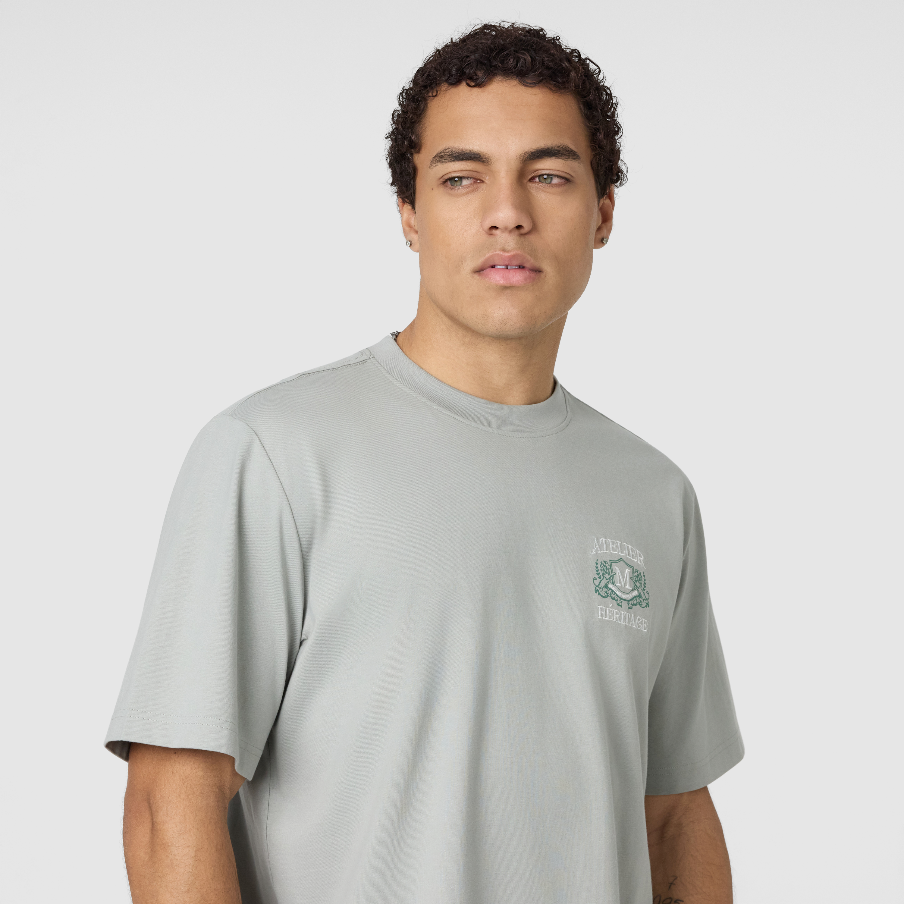 Sage Green Graphic Cropped Crew Tee