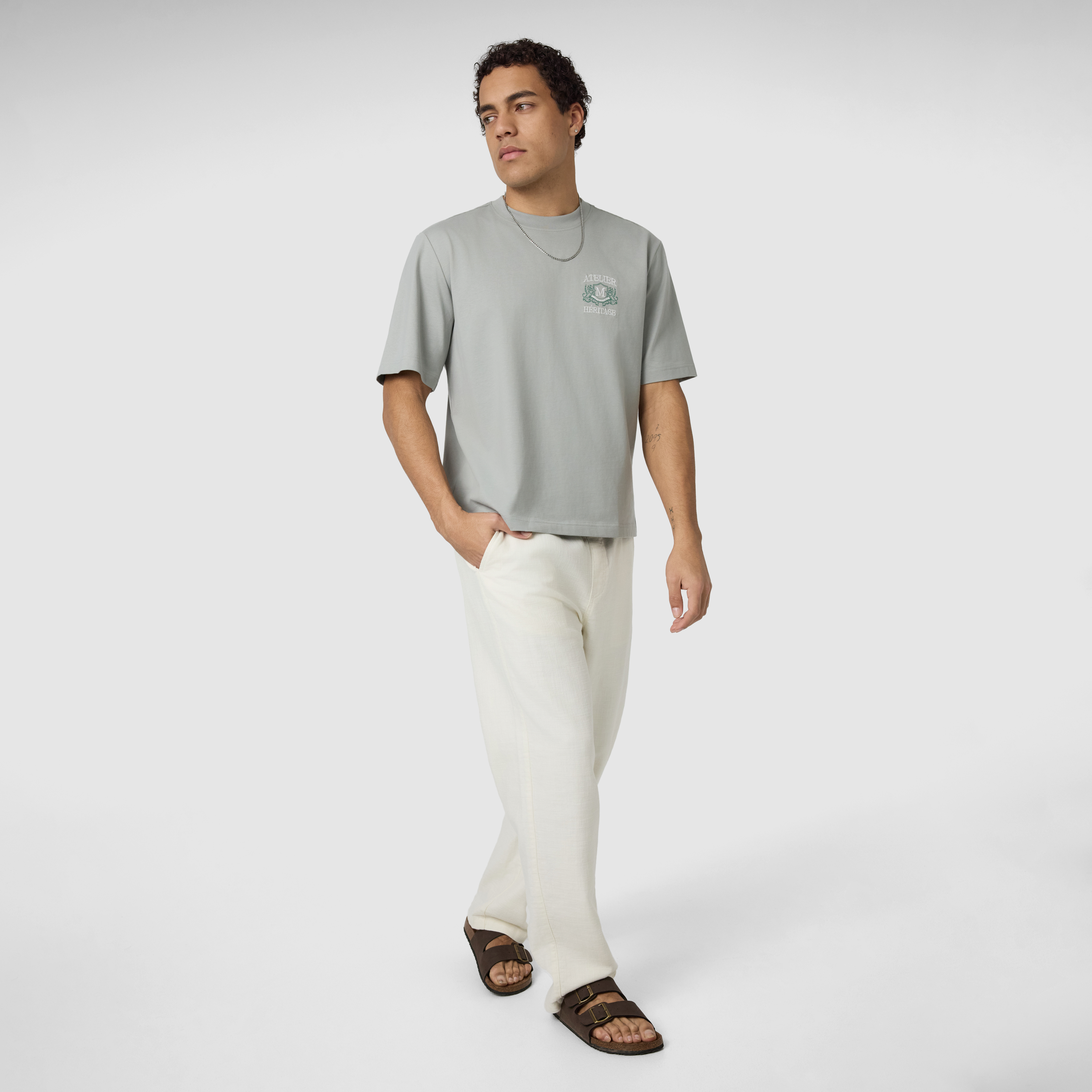 Sage Green Atelier Cropped Crew Tee