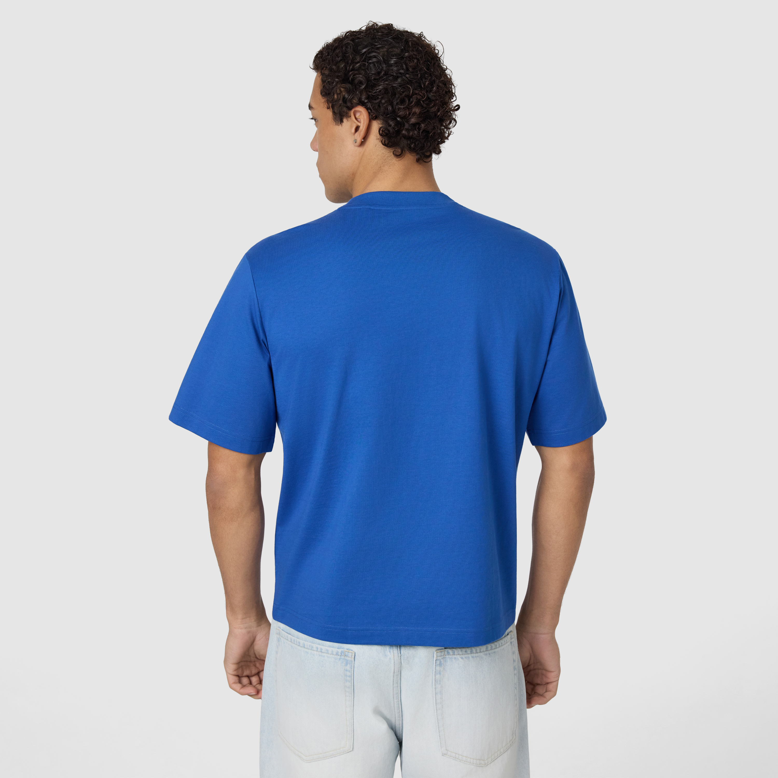 Royal Blue Vallier Graphic Cropped Crew Neck Tee