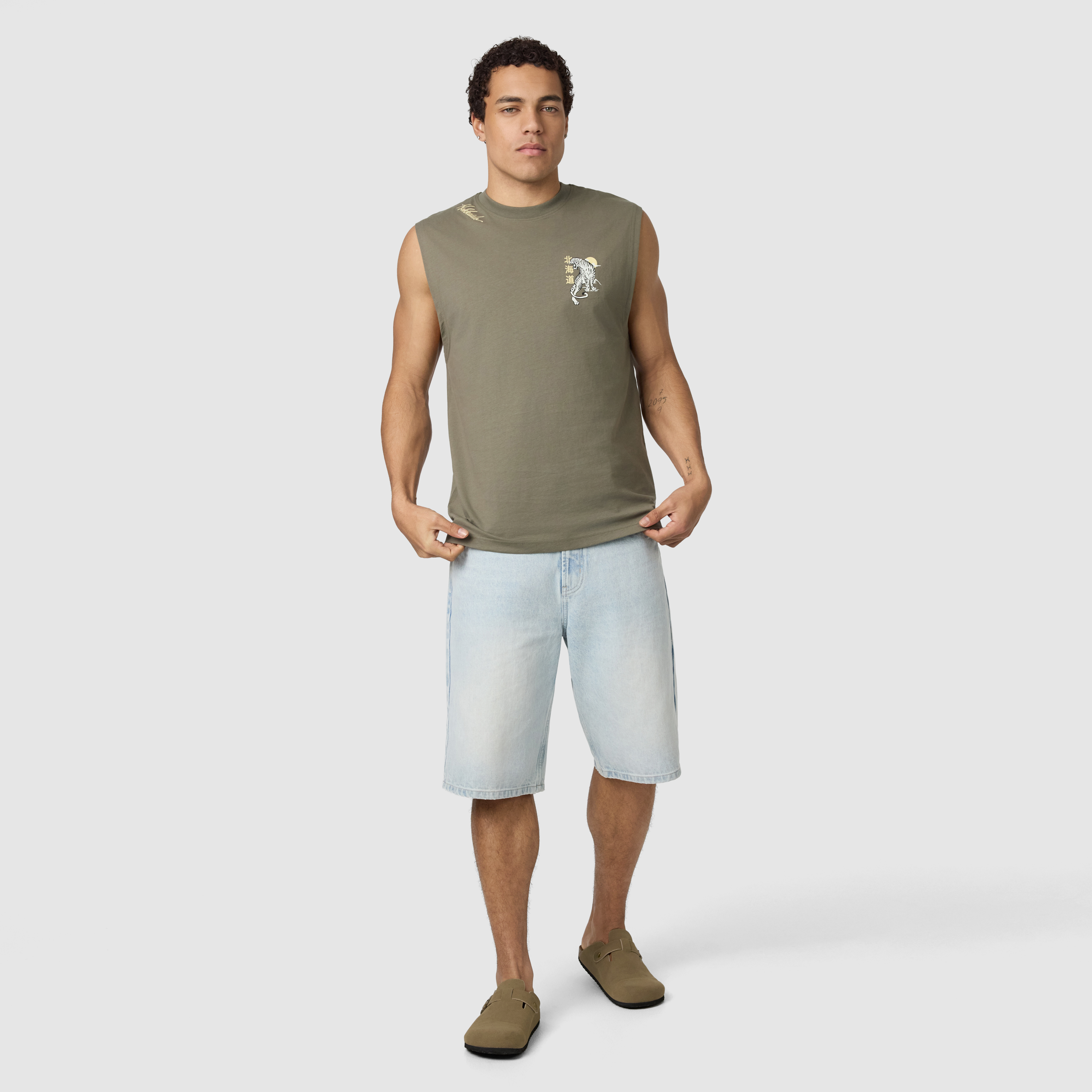 Khaki Green Hokkaido Graphic Sleeveless Tee