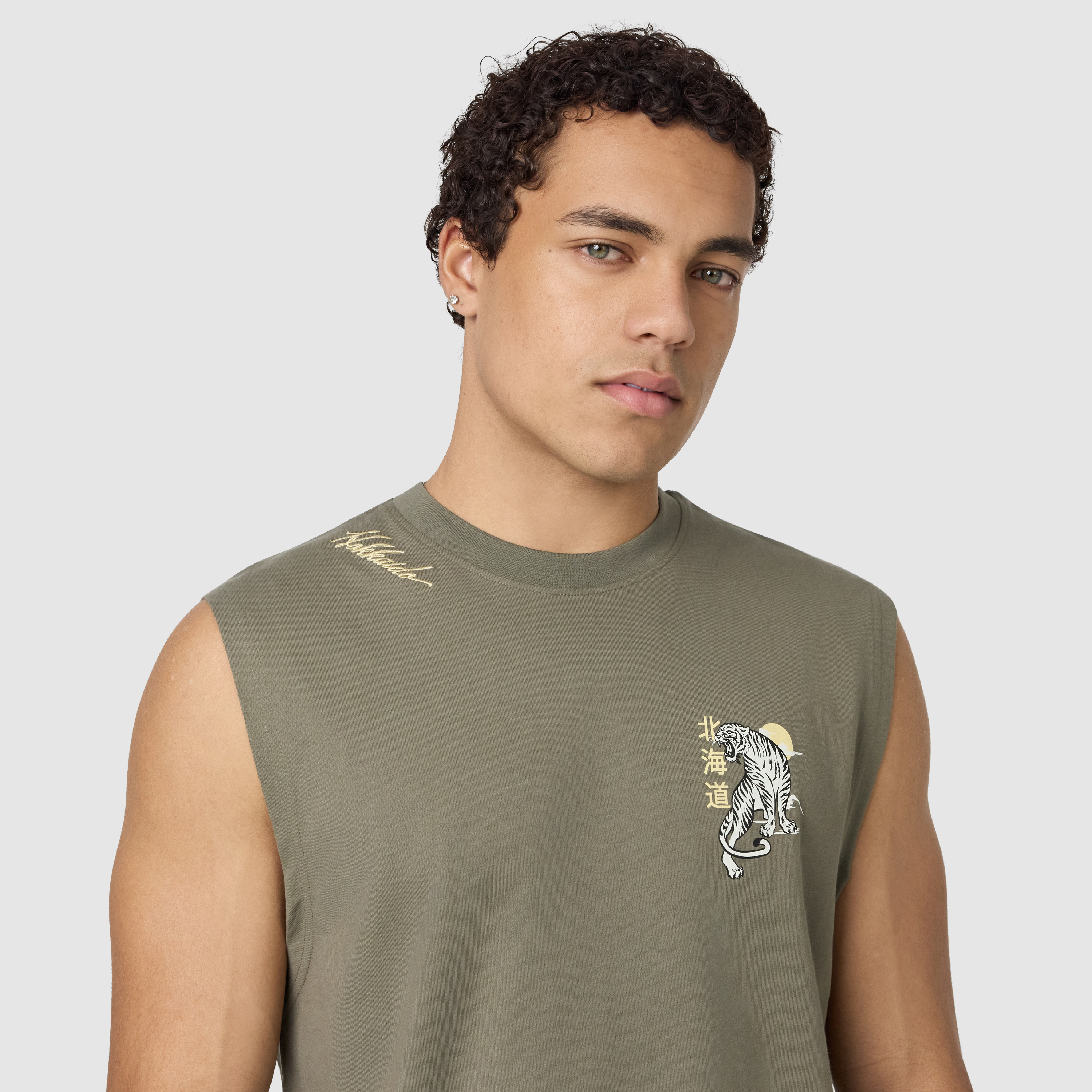 Khaki Green Hokkaido Graphic Sleeveless Tee
