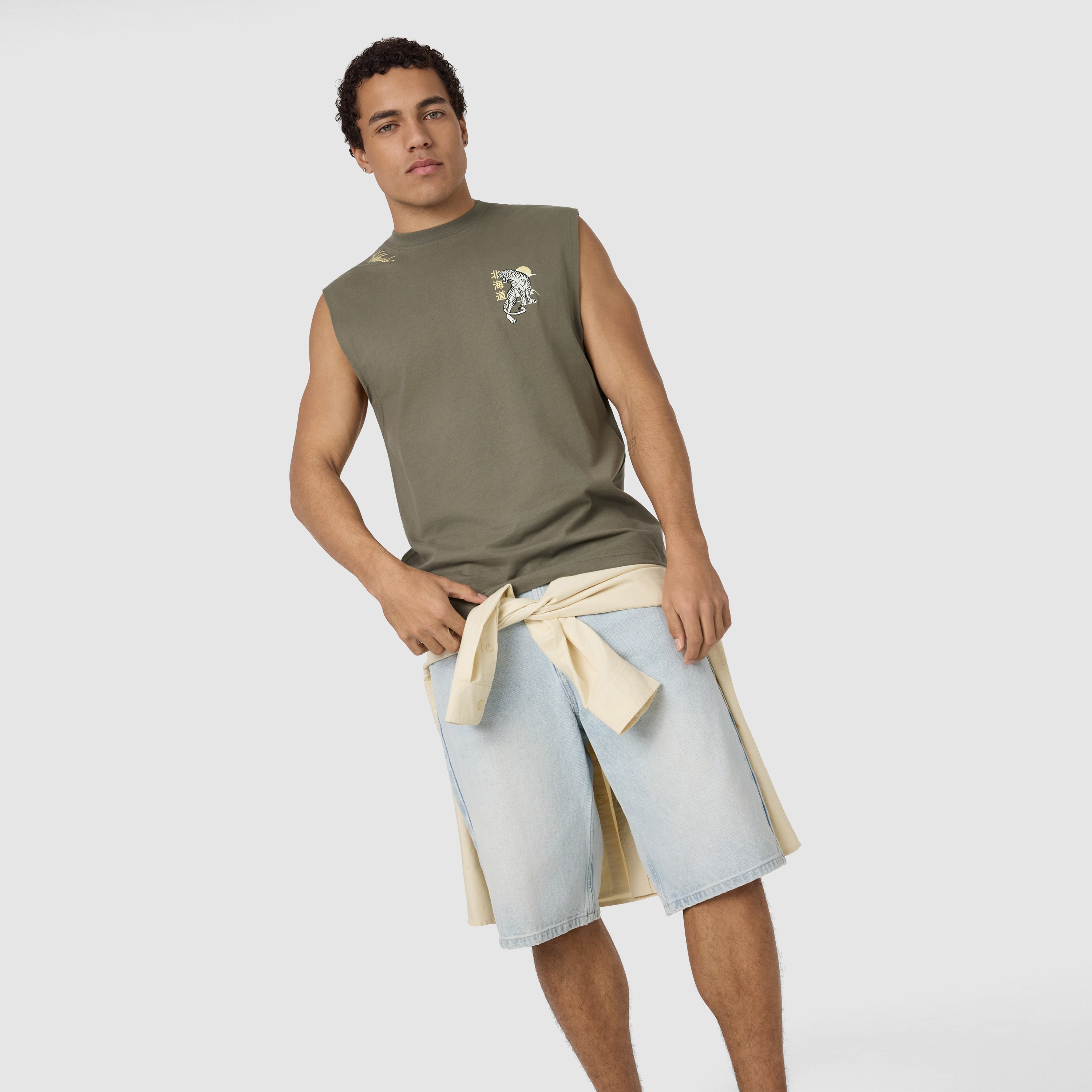 Khaki Green Hokkaido Graphic Sleeveless Tee