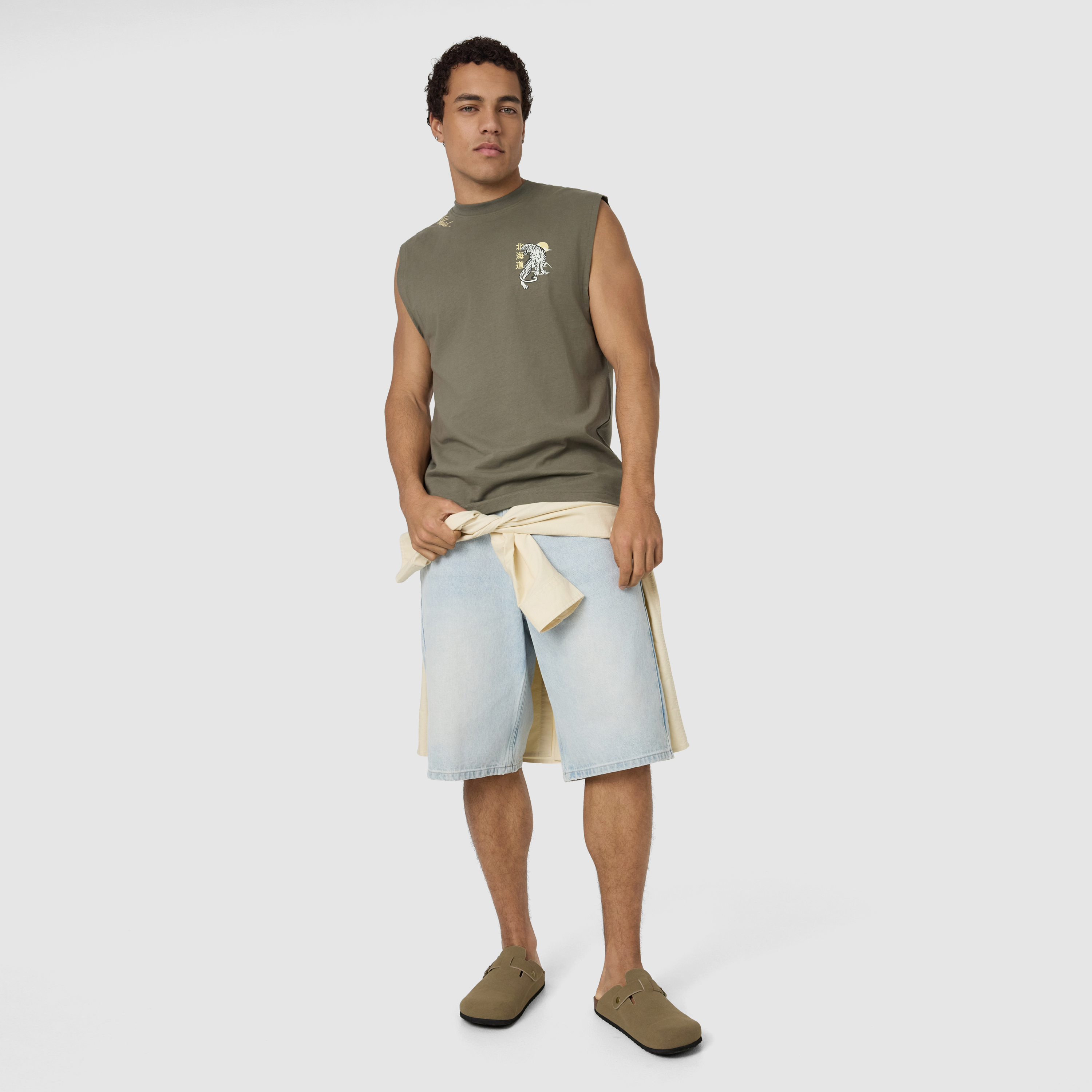 Khaki Green Hokkaido Graphic Sleeveless Tee