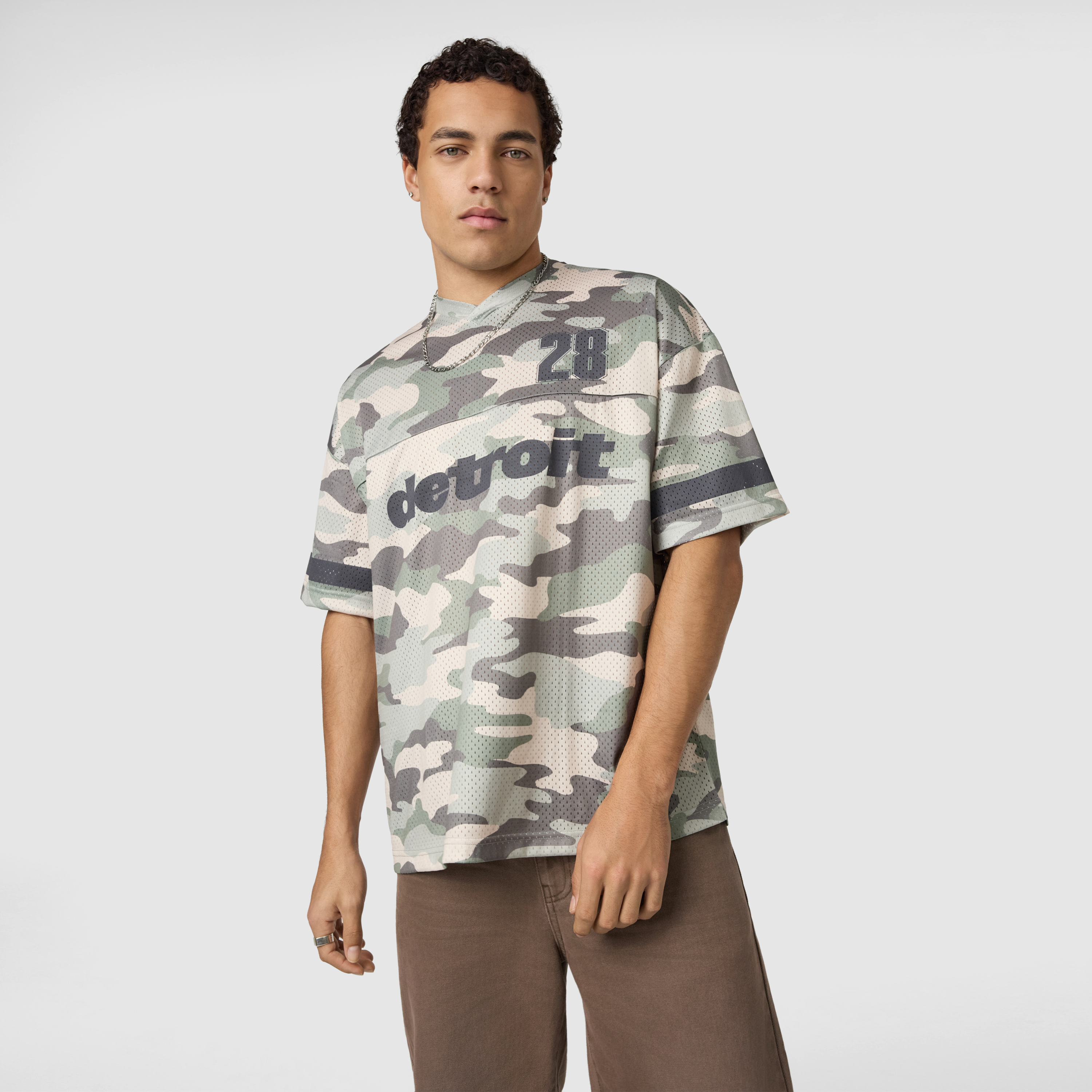 Detroit Graphic Oversized Vee Neck Tee