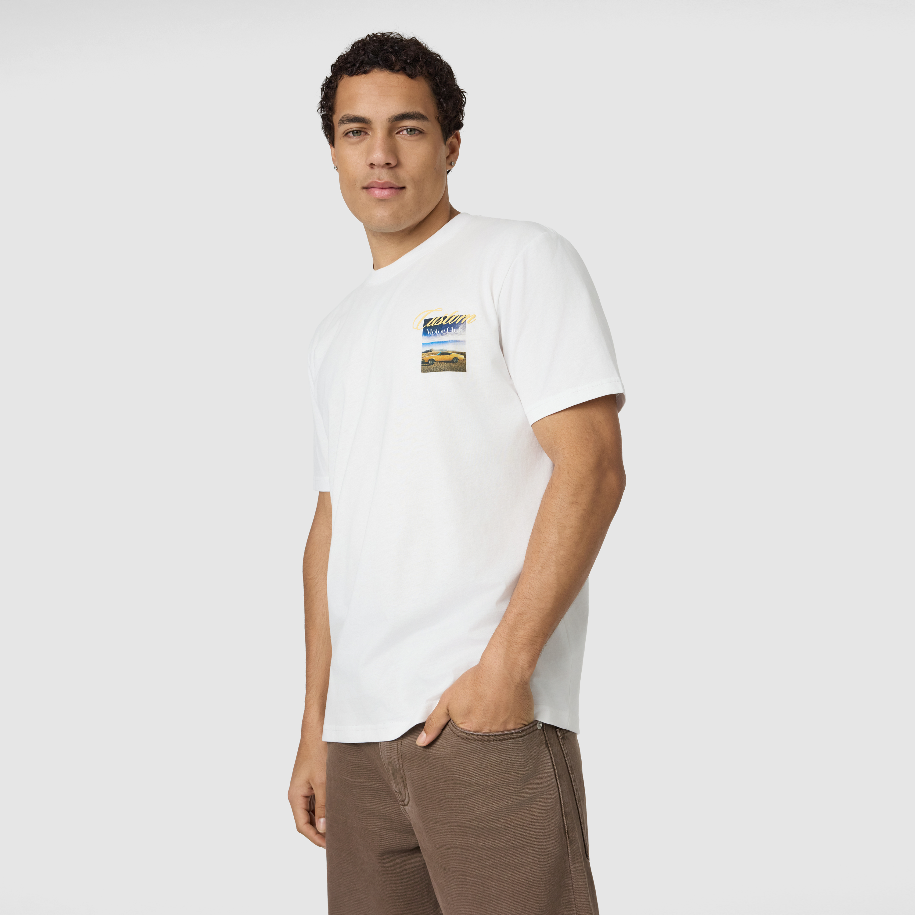 White Auto Graphic Relaxed Crew Neck Tee