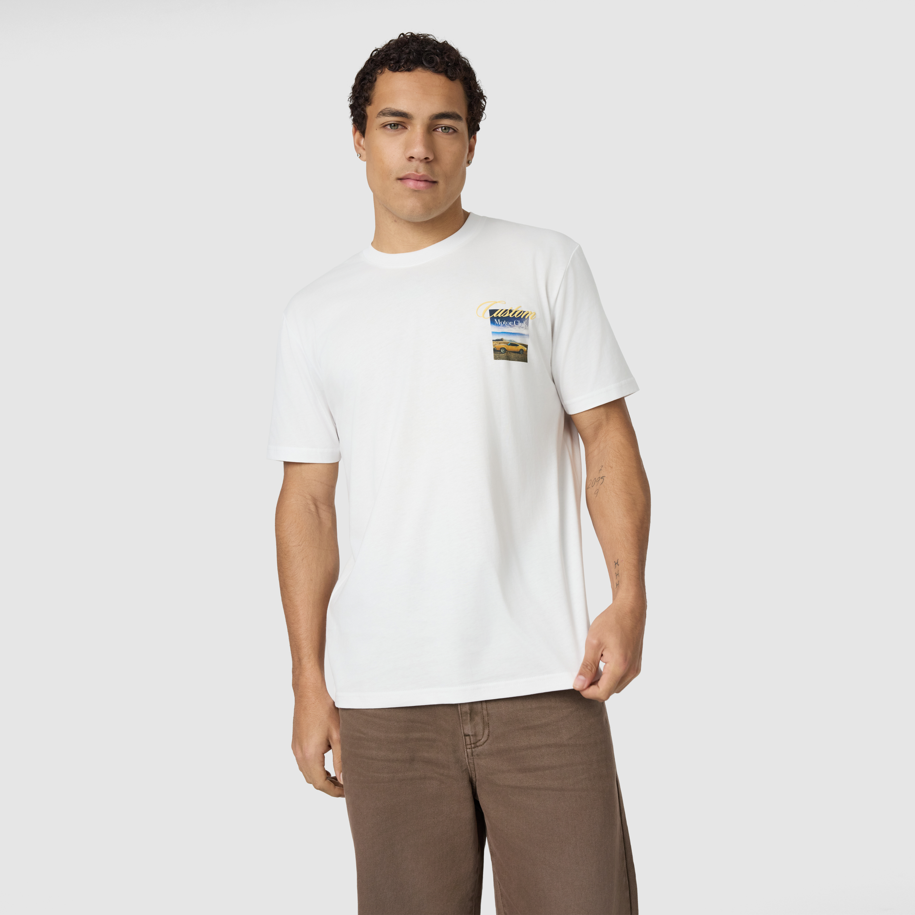 White Auto Graphic Relaxed Crew Neck Tee