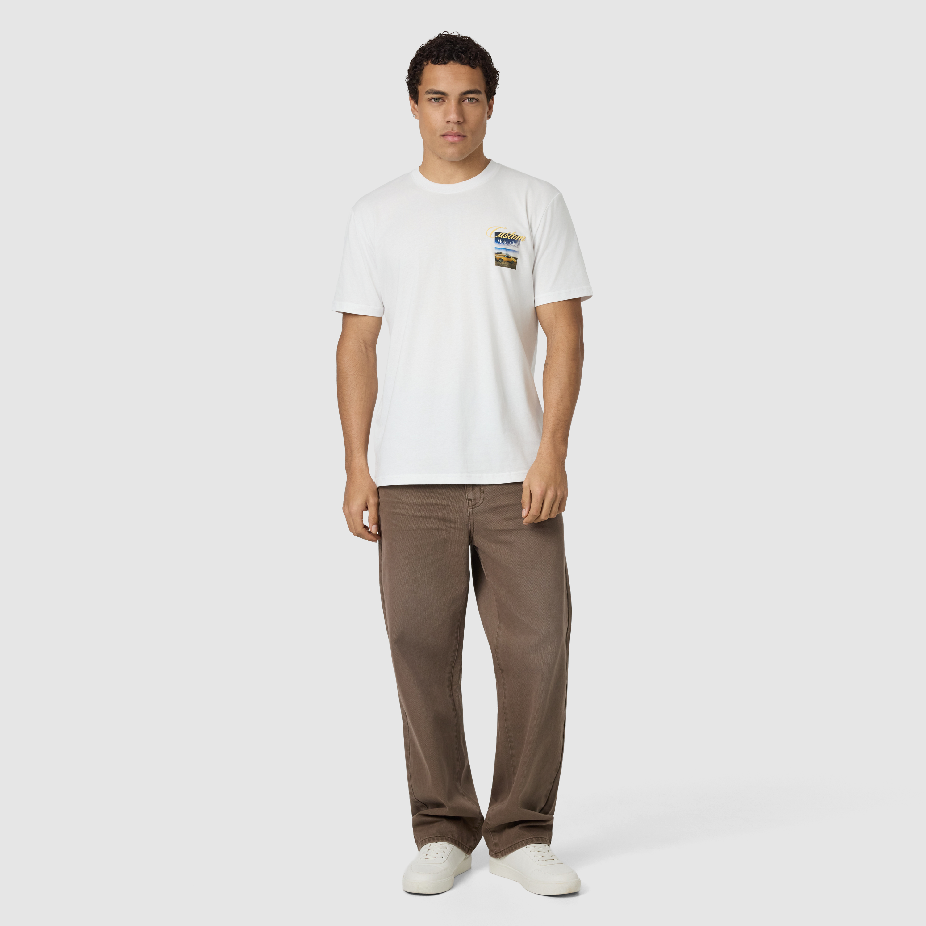 White Auto Graphic Relaxed Crew Neck Tee